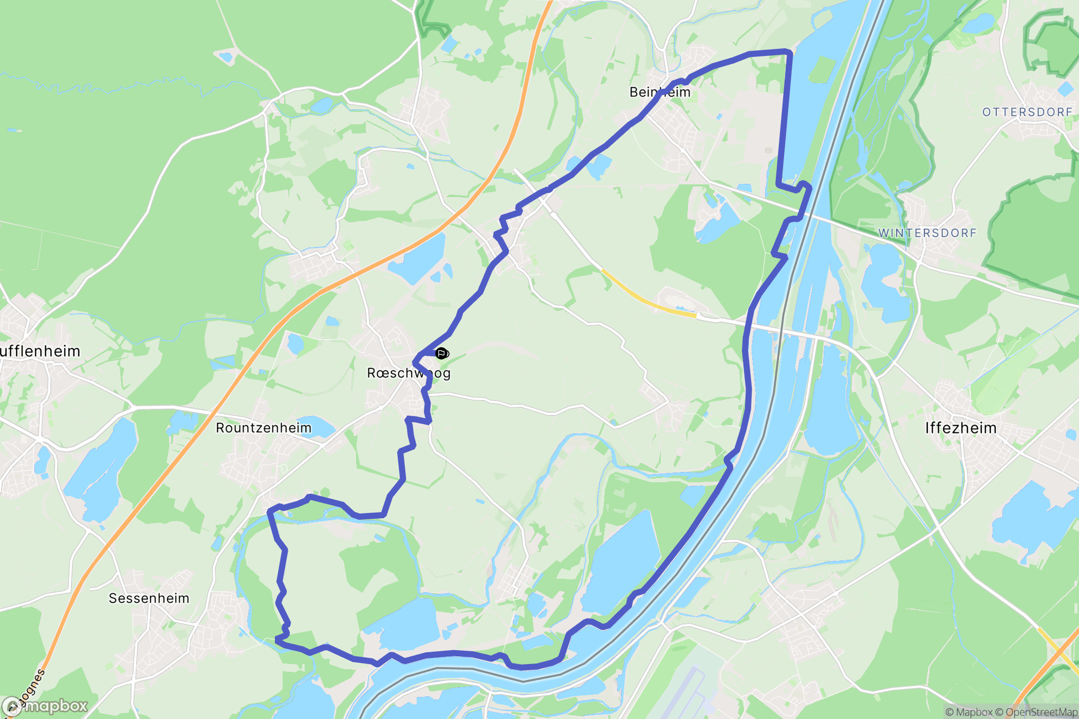 Rœschwoog : carte du parcours de randonnée - France