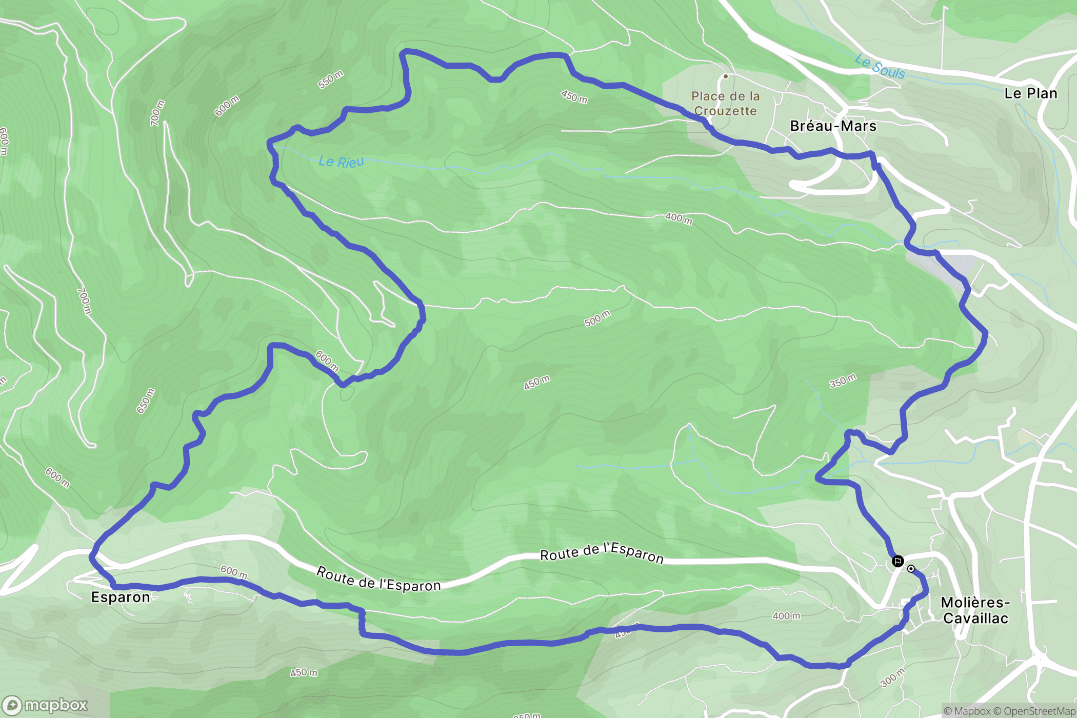 Le Vigan : carte du parcours de randonnée - France