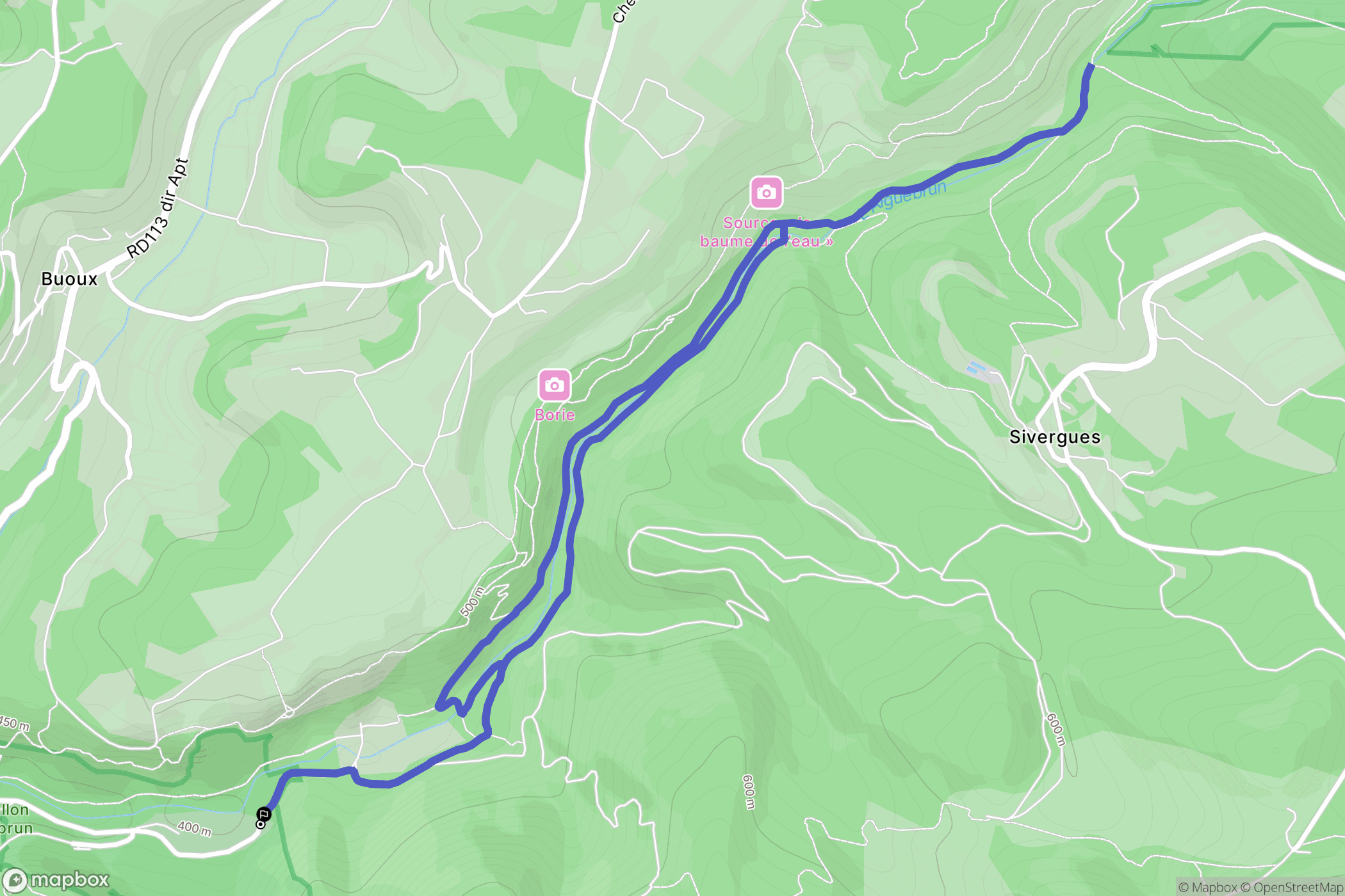 Buoux : carte du parcours de randonnée - France
