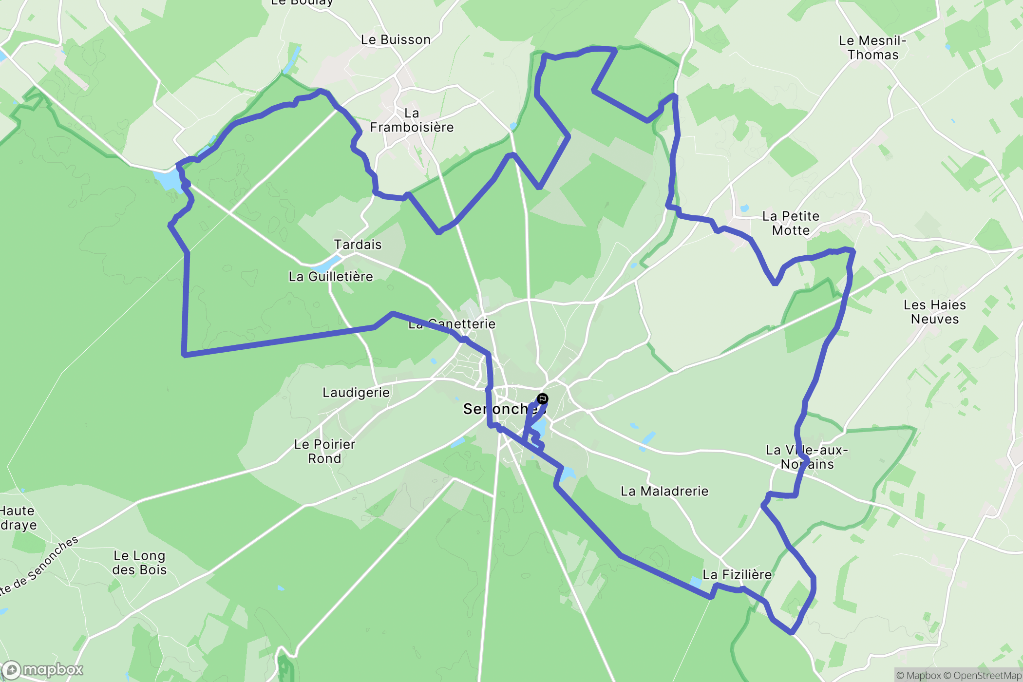 Senonches : carte du parcours de randonnée - France