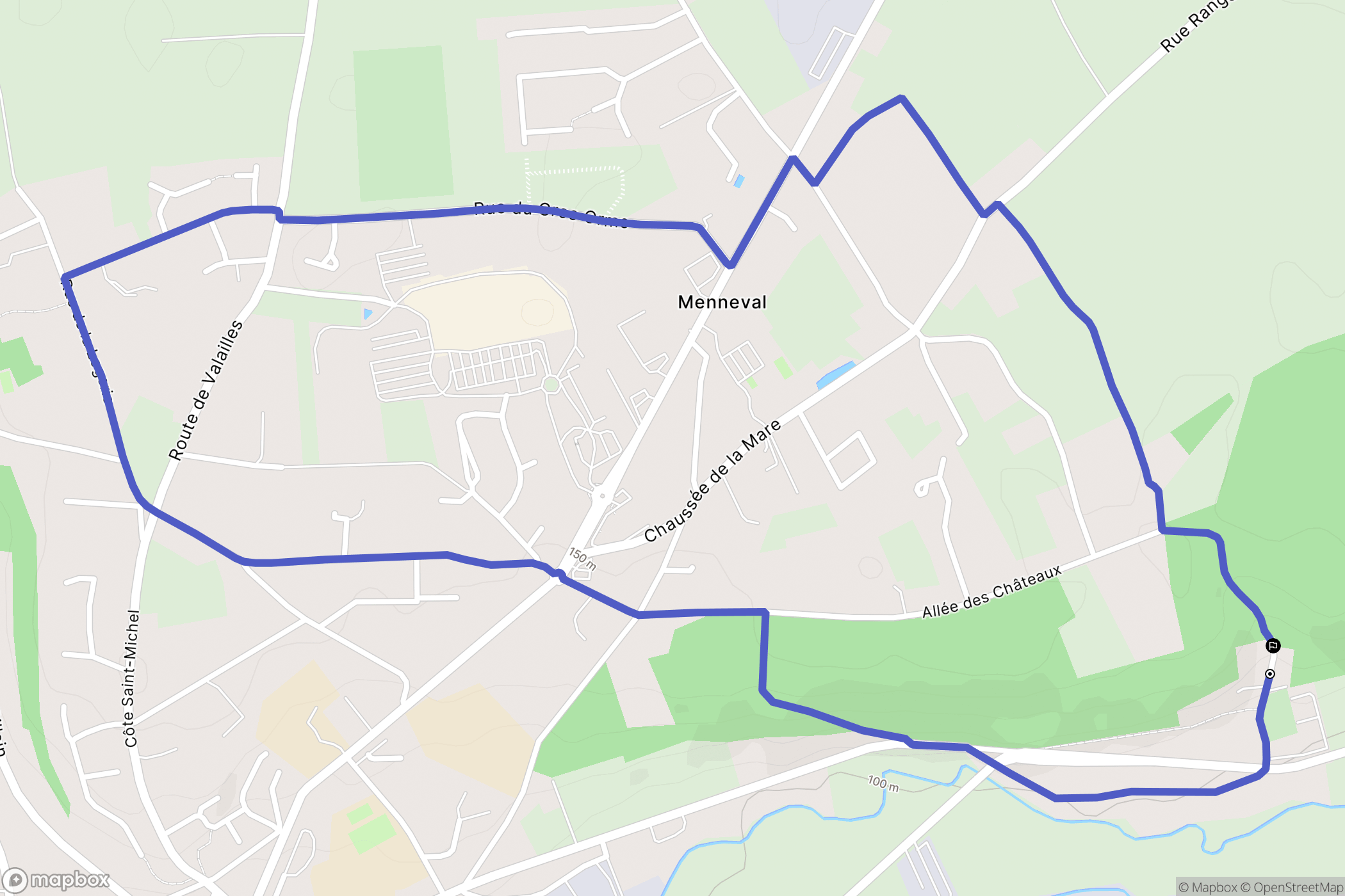 Menneval : carte du parcours de randonnée - France