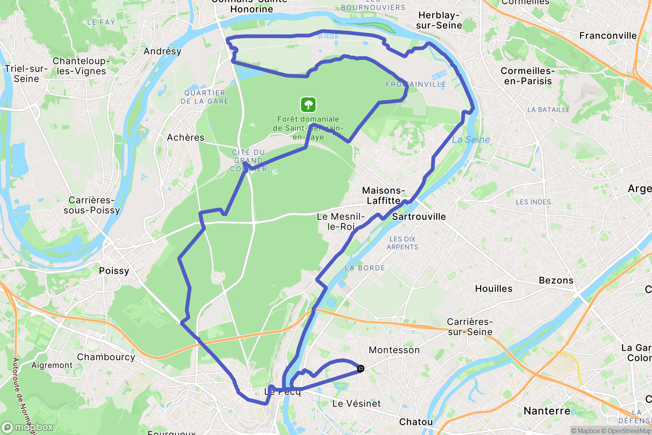 Le Vésinet : carte du parcours de randonnée - France