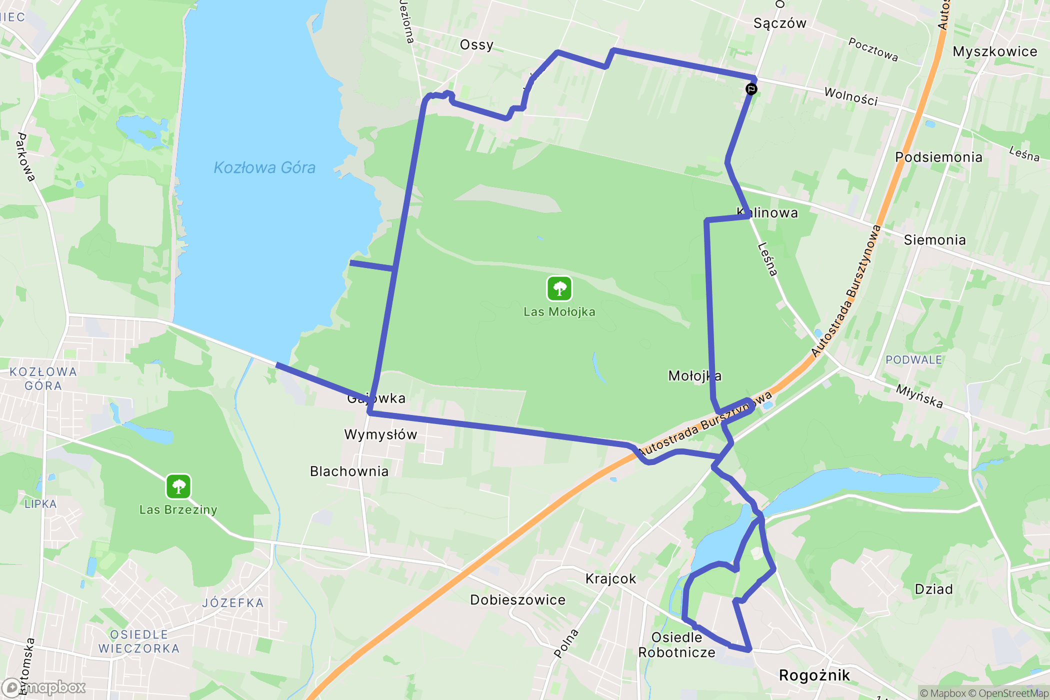 Sączów: mapa trasy - Poland