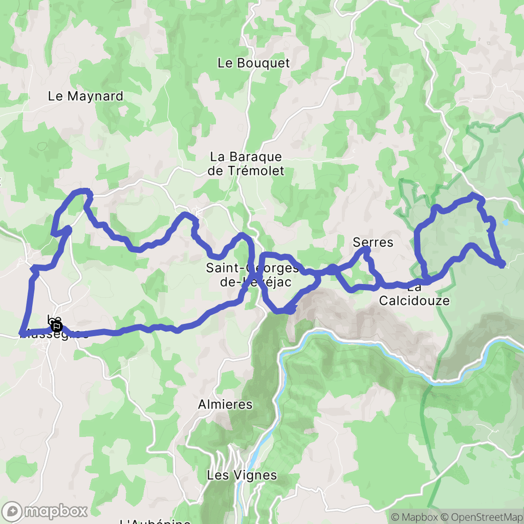 Massegros Causses Gorges : carte du parcours de randonnée - France