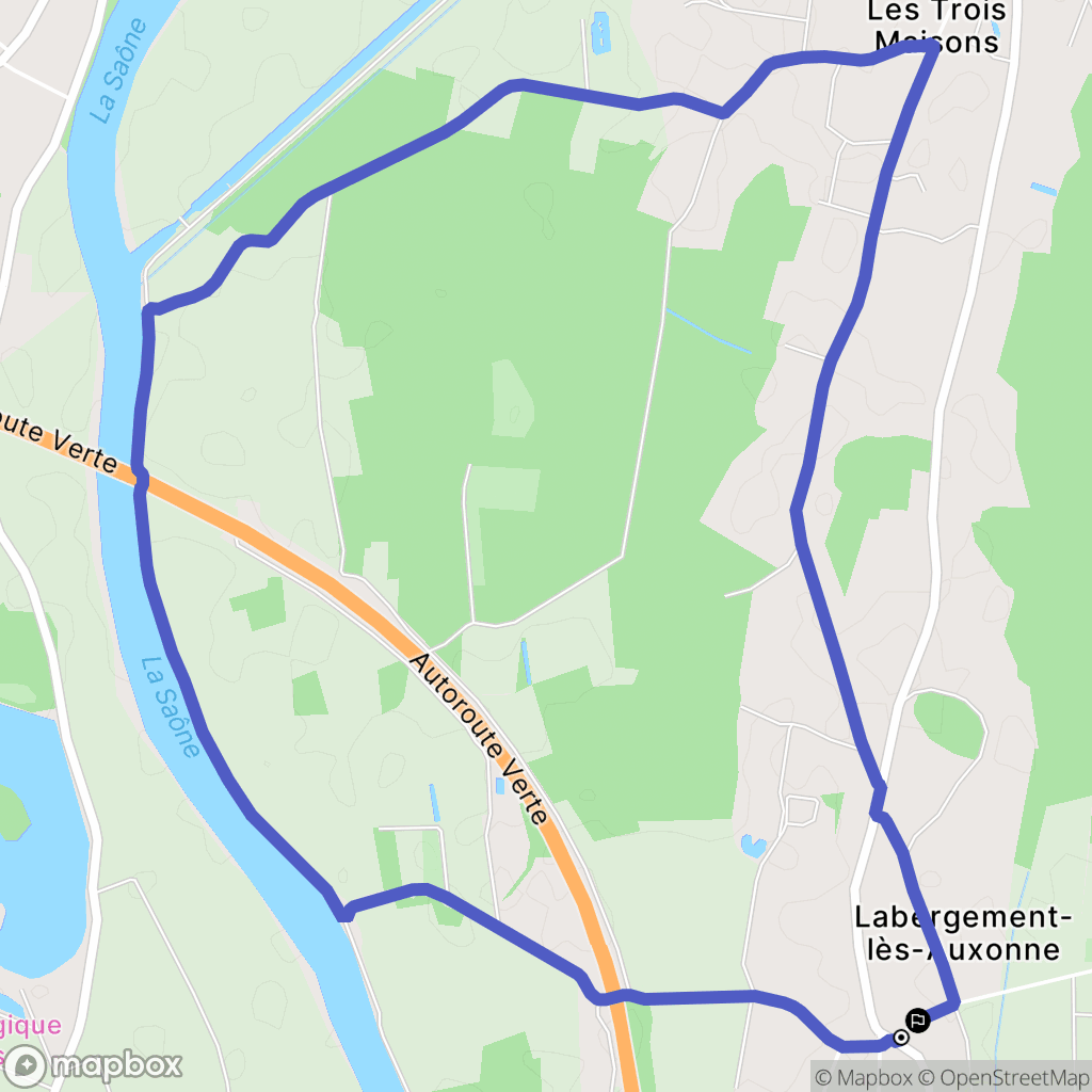 Labergement-lès-Auxonne : carte du parcours de randonnée - France