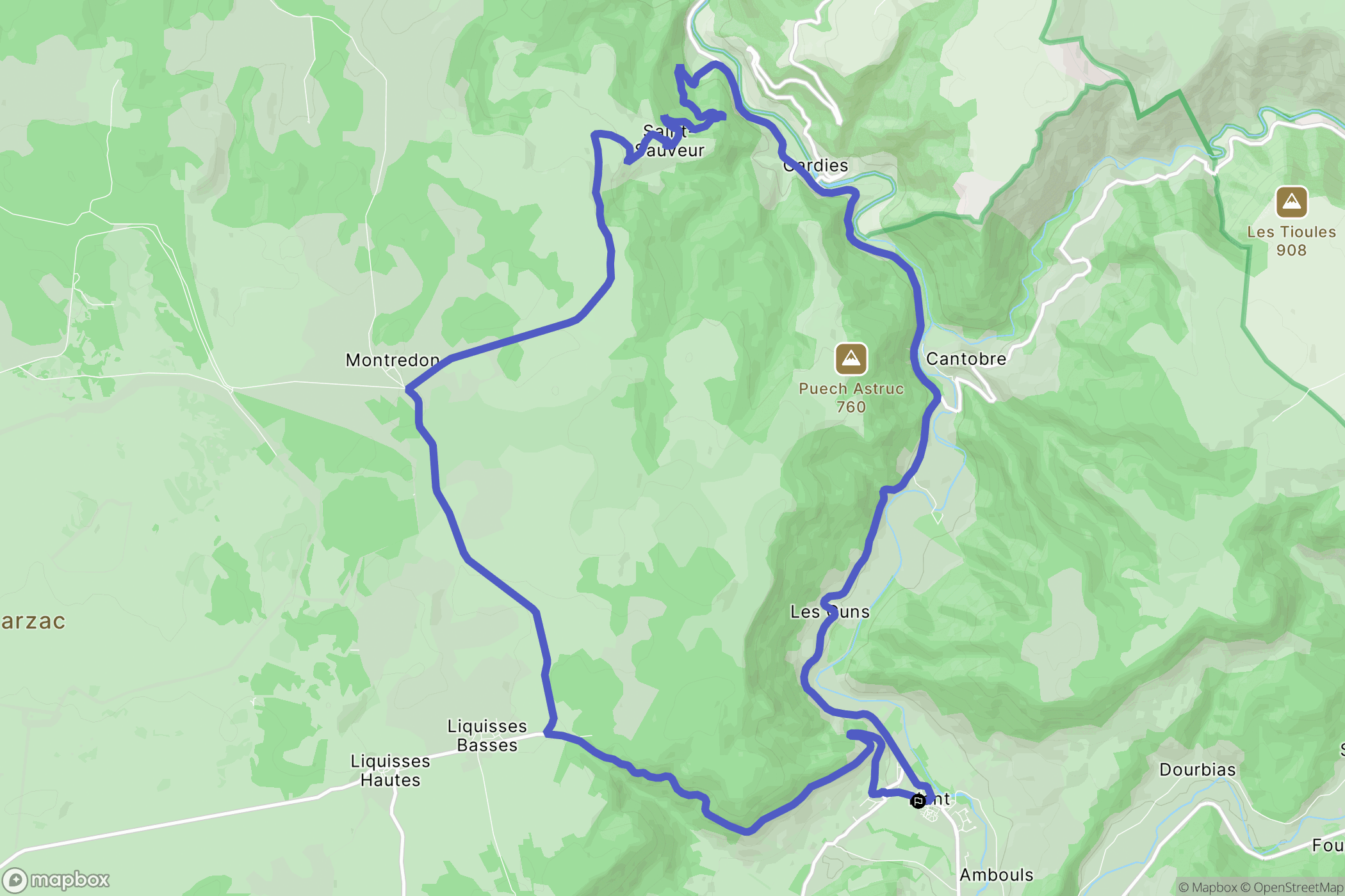 Nant : carte du parcours de randonnée - France