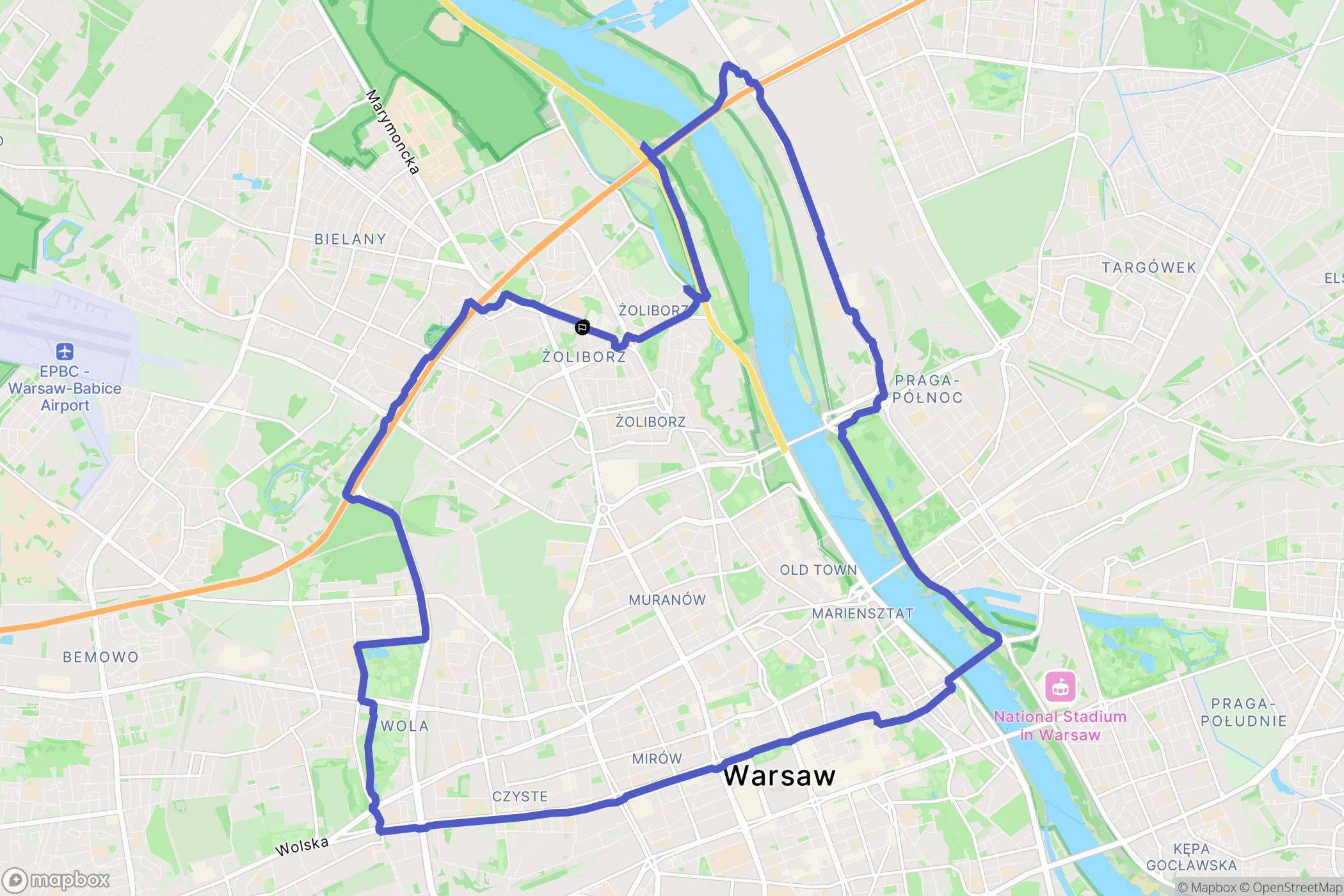 Warszawa: mapa trasy - Poland