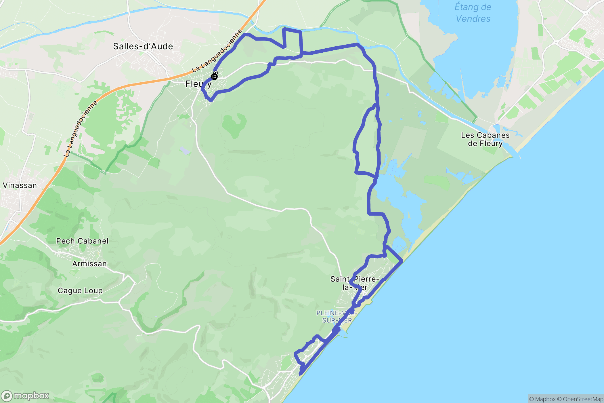 Fleury : carte du parcours de randonnée - France