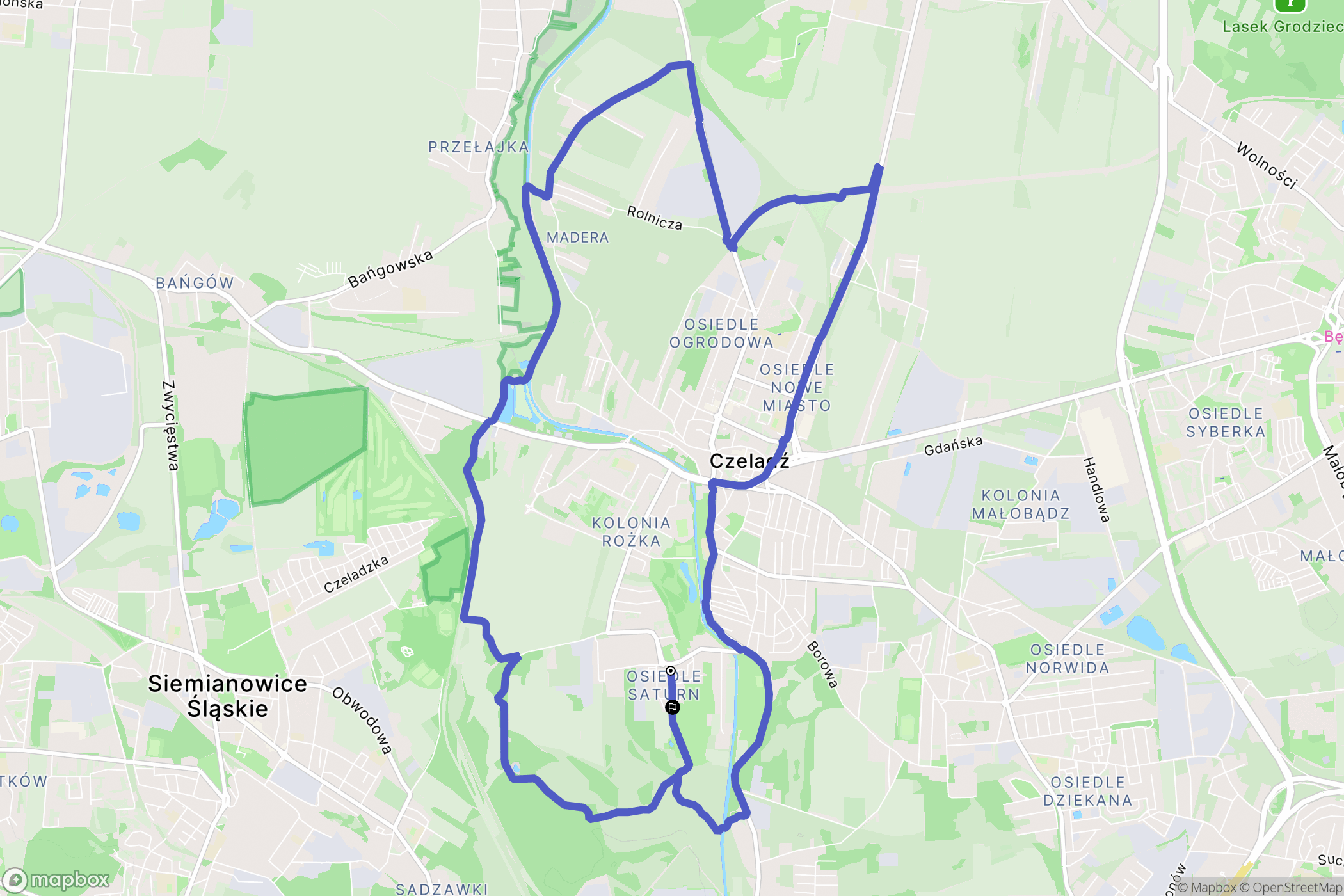 Czeladź: mapa trasy - Poland