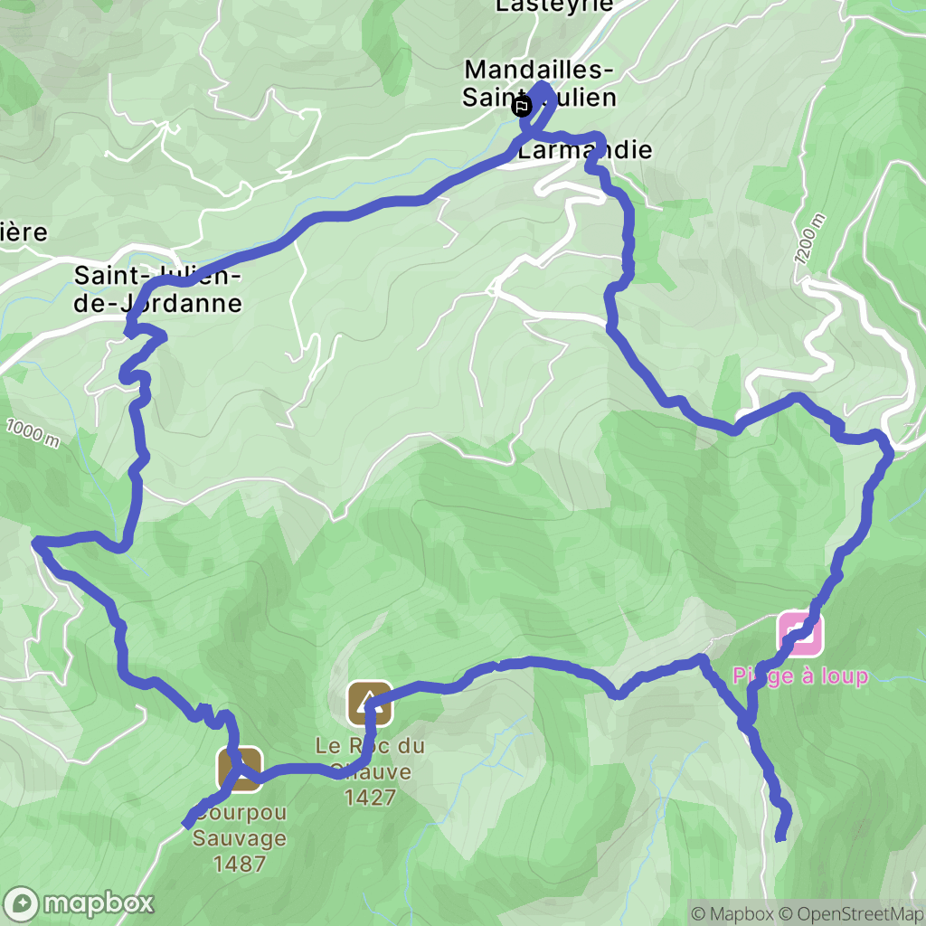 Mandailles-Saint-Julien : carte du parcours de randonnée - France