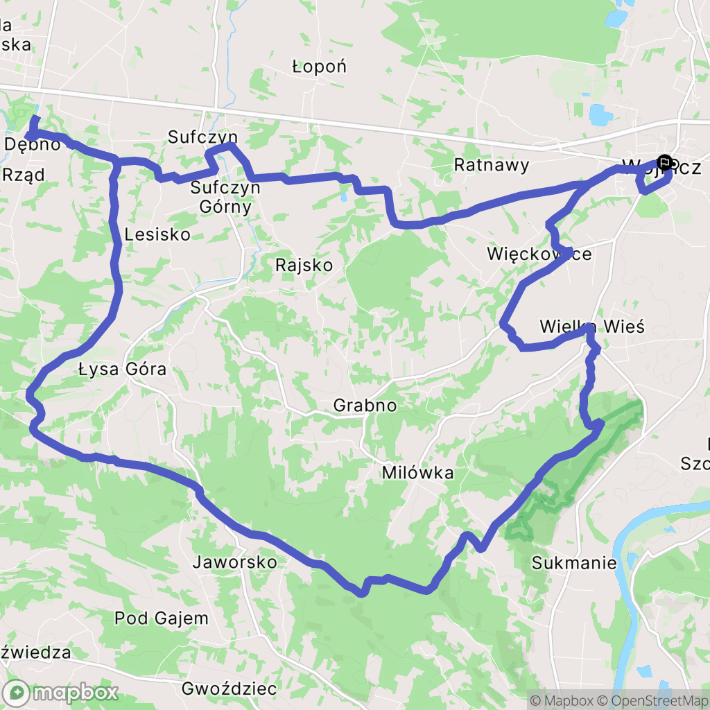 Wojnicz: mapa trasy - Poland