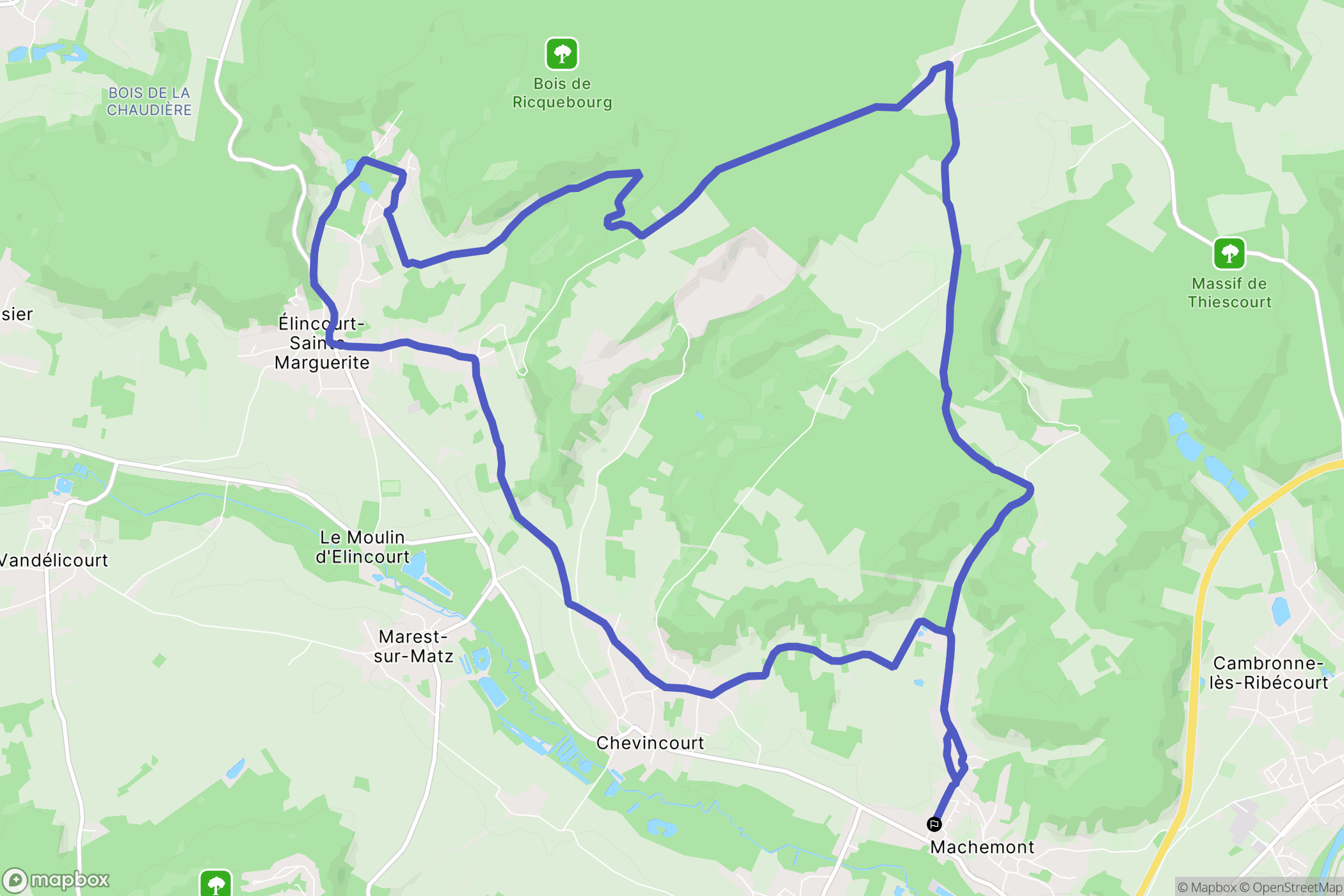 Machemont : carte du parcours de randonnée - France