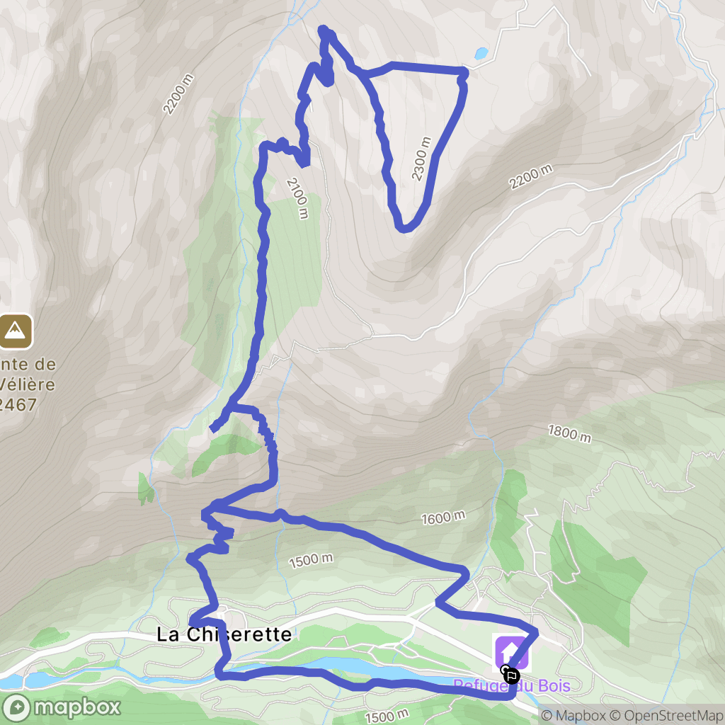 Champagny-en-Vanoise : carte du parcours de randonnée - France
