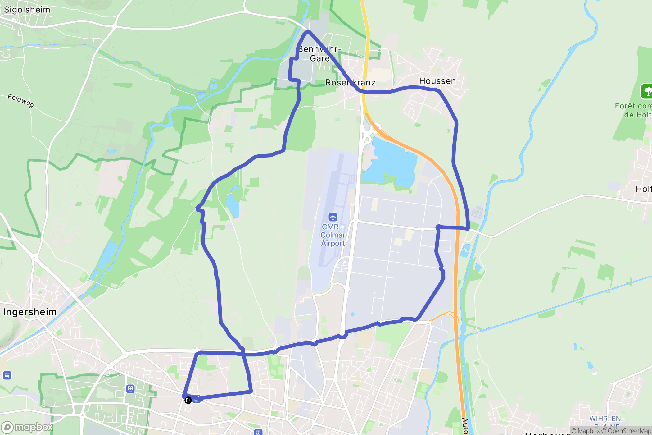 Colmar : carte du parcours de randonnée - France