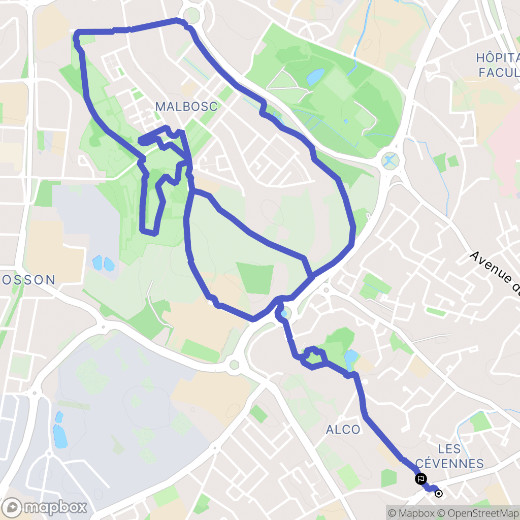 Montpellier : carte du parcours de randonnée - France