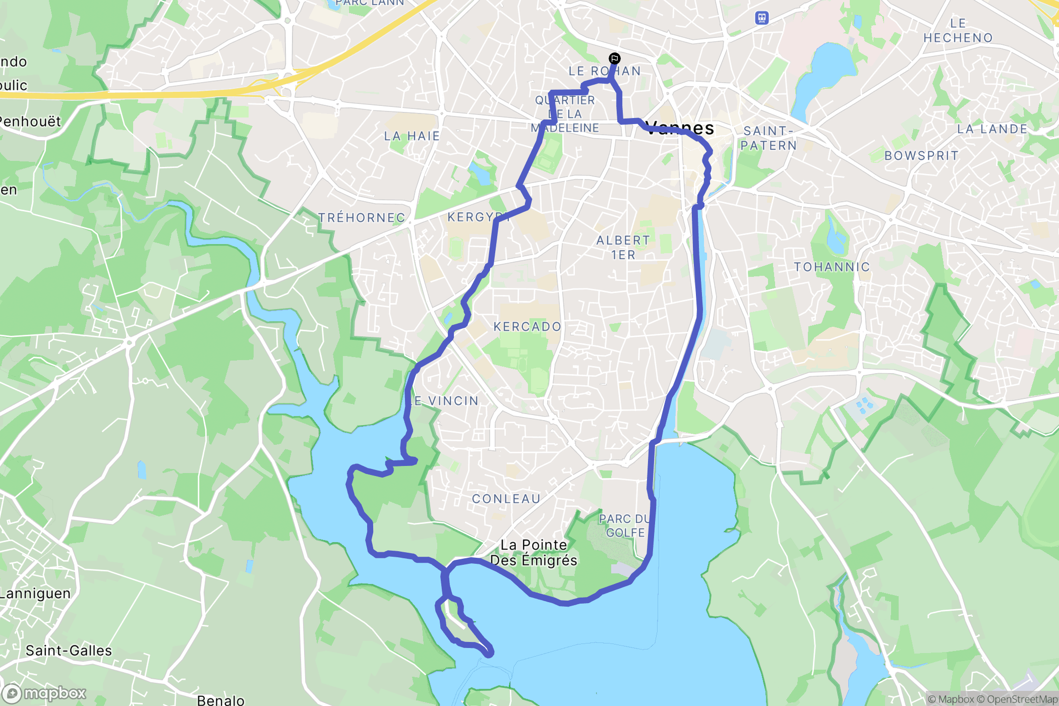 Vannes : carte du parcours de randonnée - France