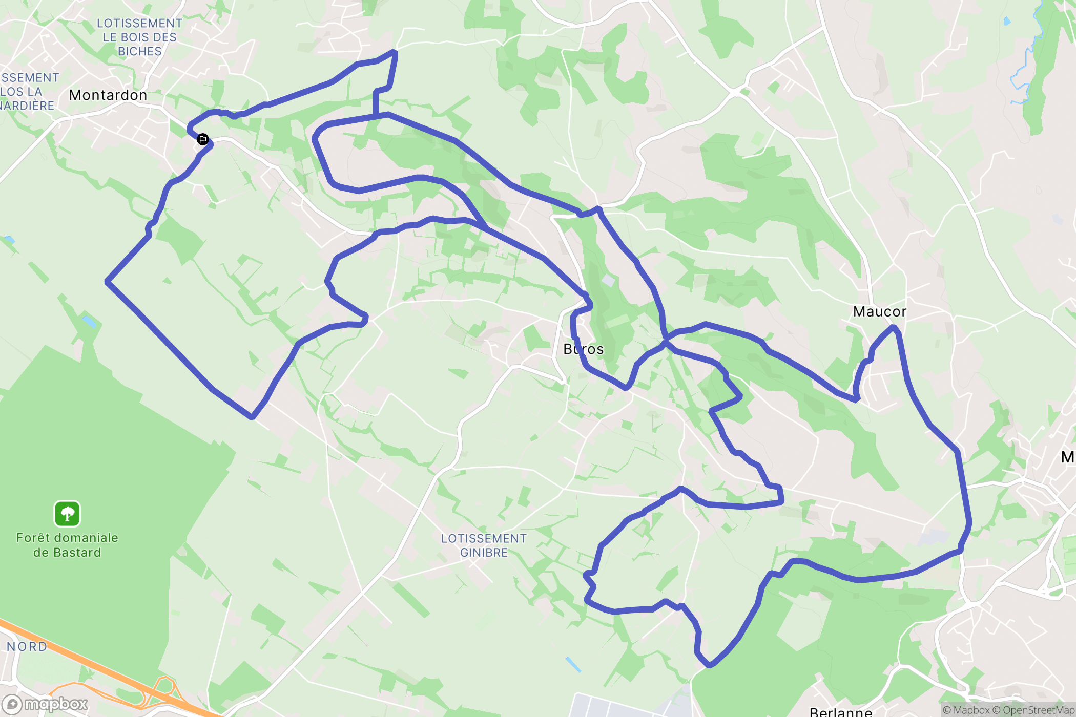 Montardon : carte du parcours de randonnée - France