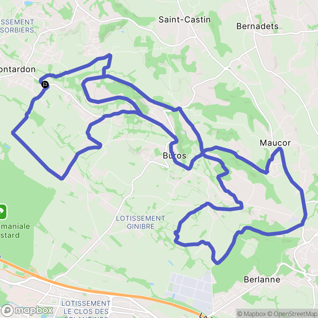 Montardon : carte du parcours de randonnée - France