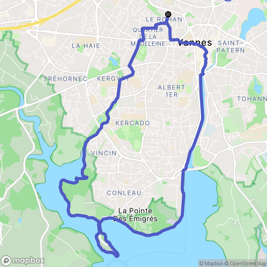 Vannes : carte du parcours de randonnée - France