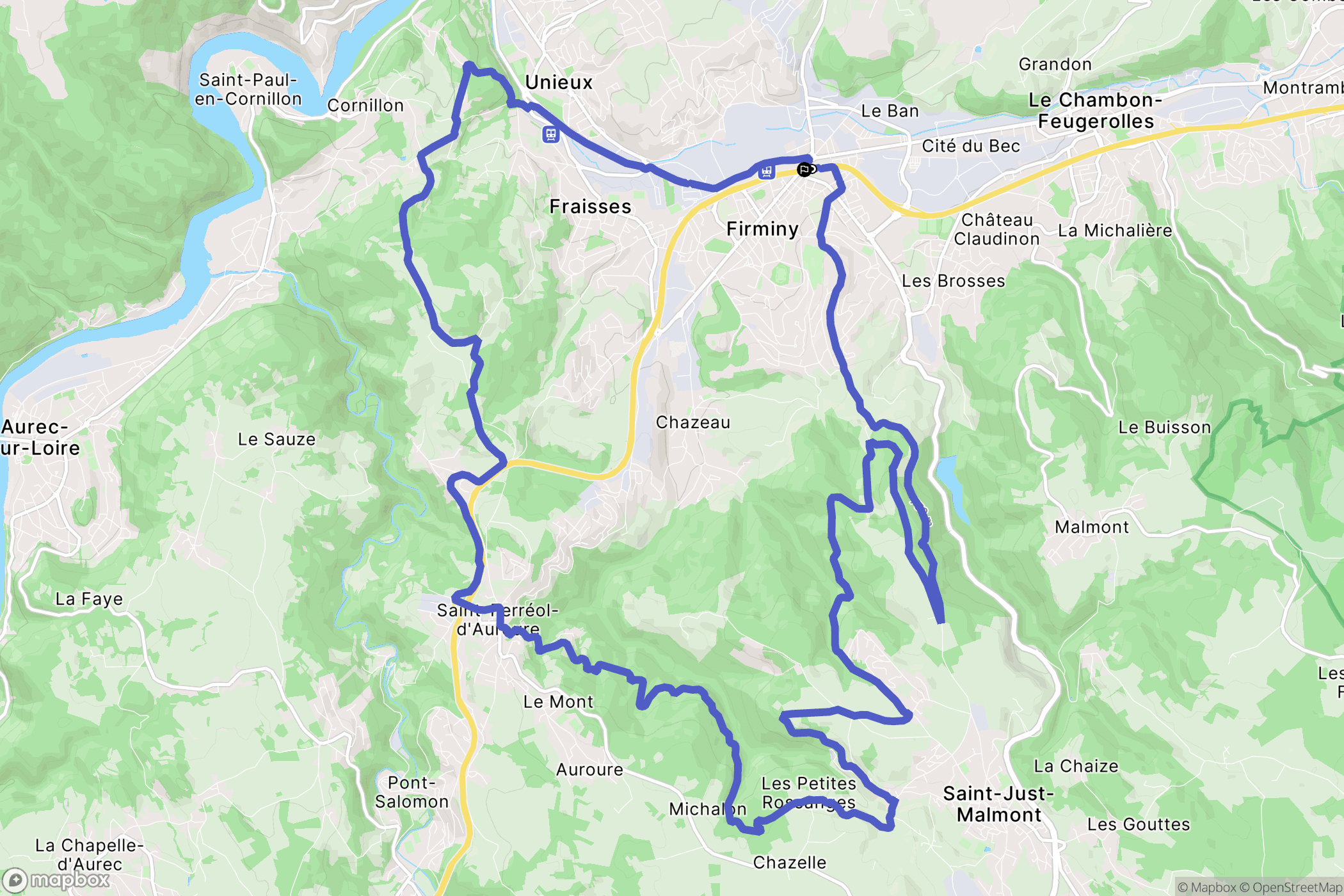 Firminy : carte du parcours de randonnée - France