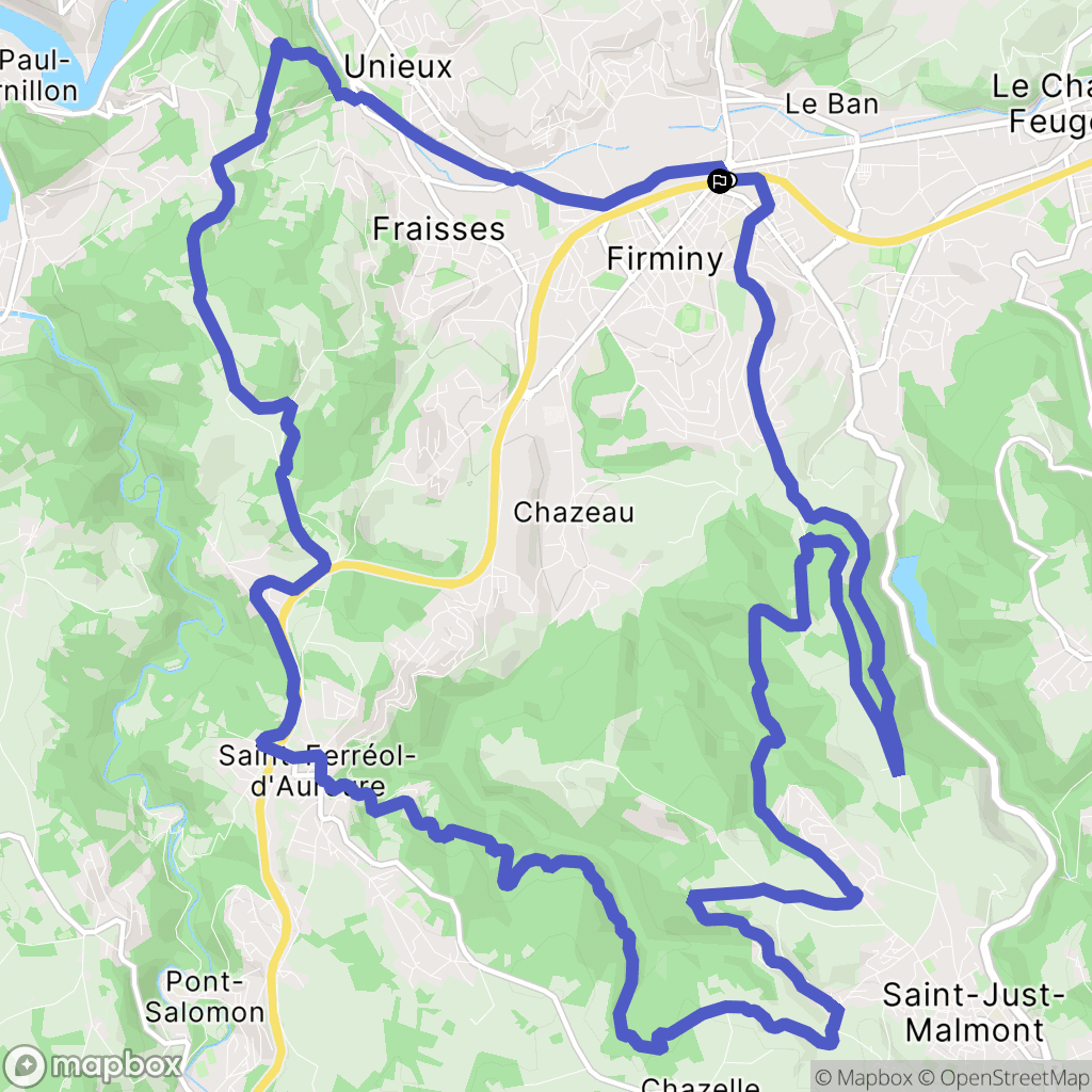 Firminy : carte du parcours de randonnée - France
