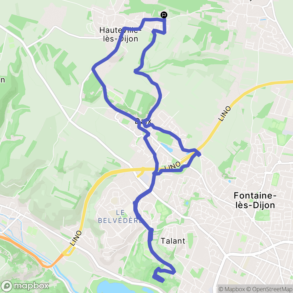 Hauteville-lès-Dijon : carte du parcours de randonnée - France