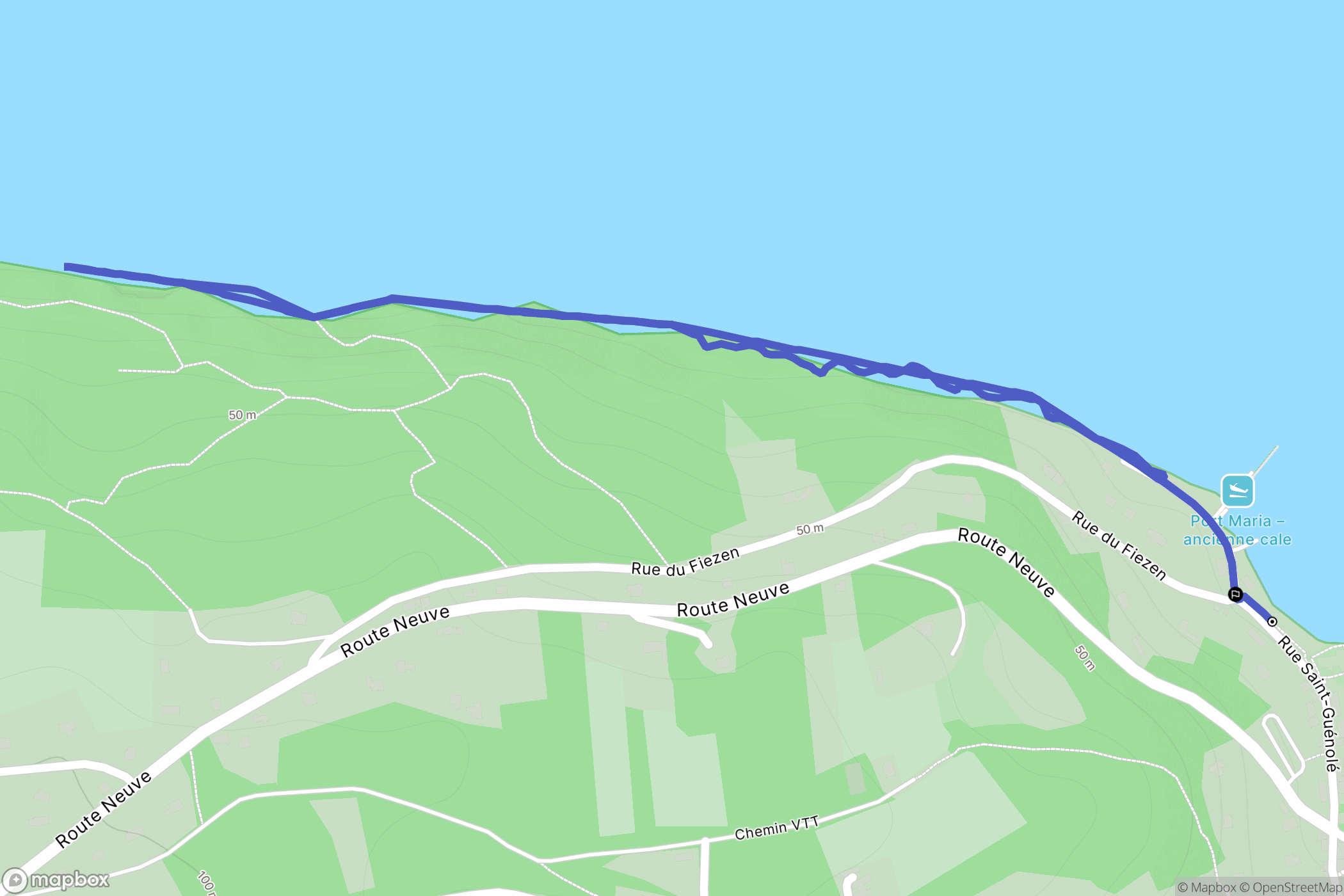 Landévennec : carte du parcours de randonnée - France