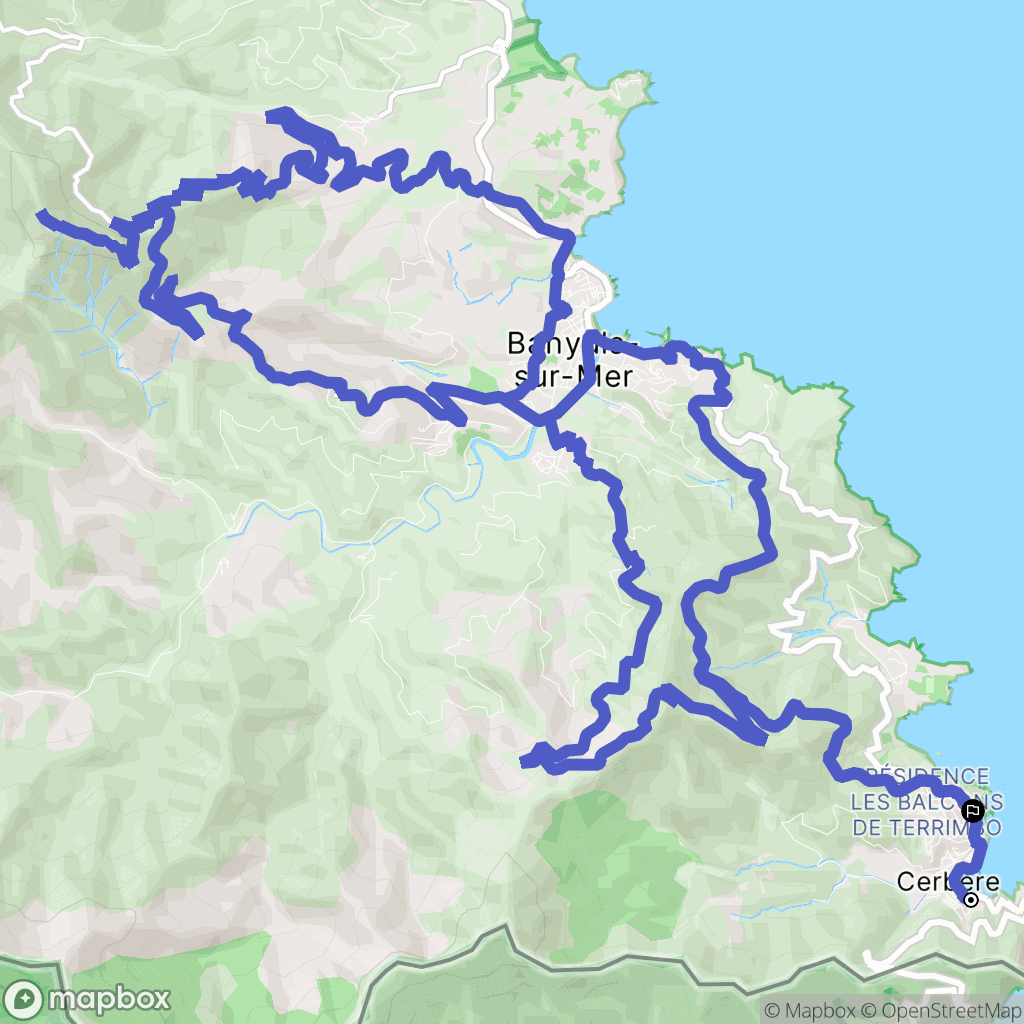 Cerbère : carte du parcours de randonnée - France