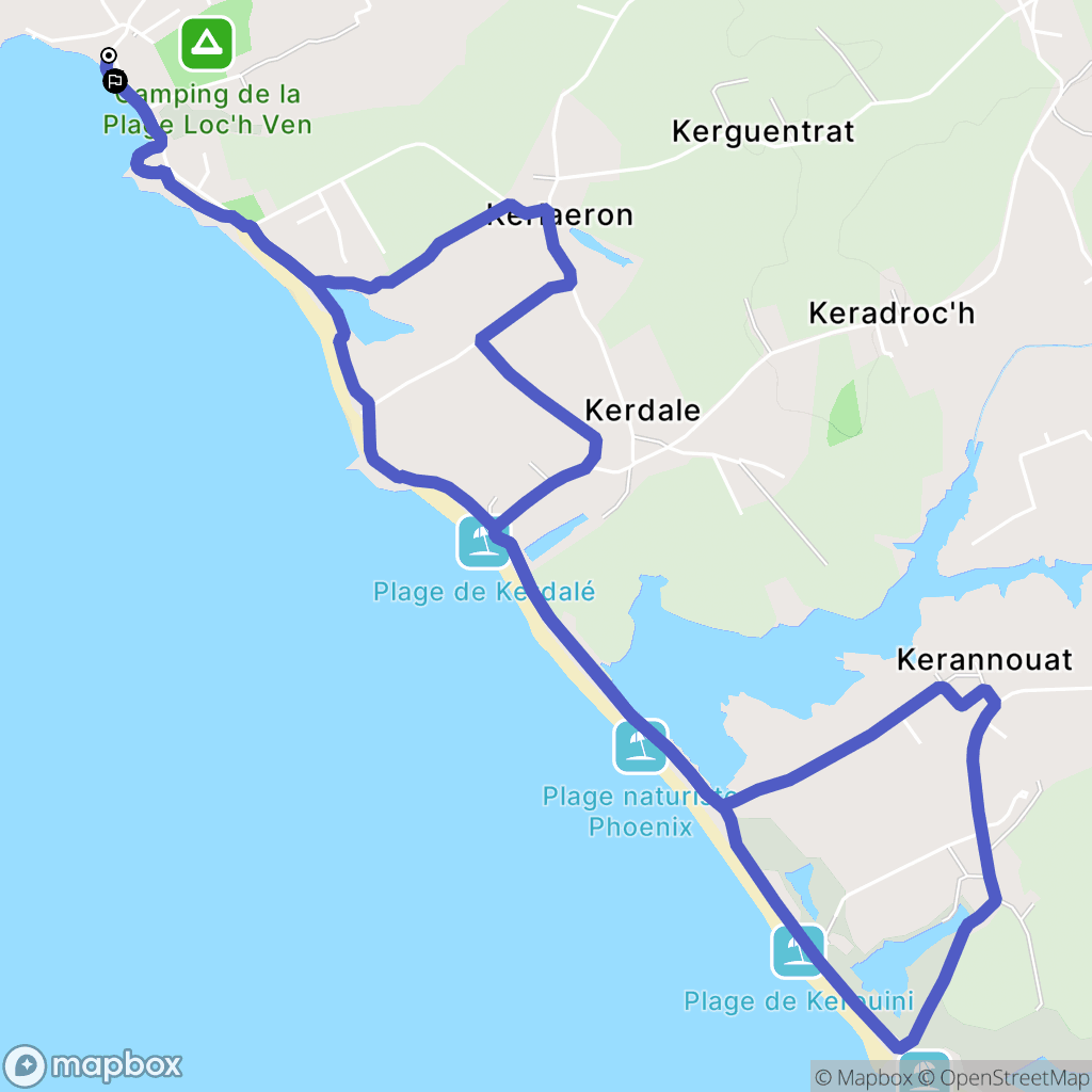 Trégunc : carte du parcours de randonnée - France