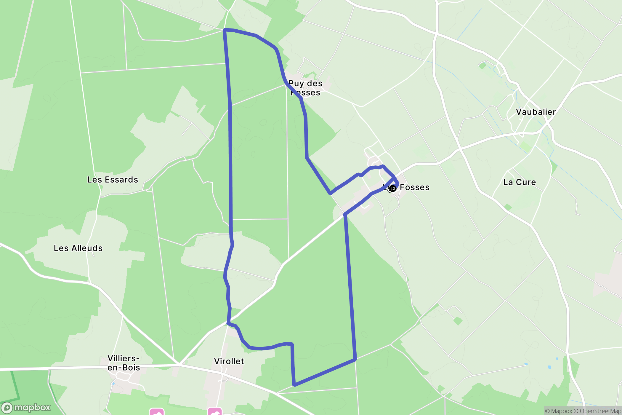 Les Fosses : carte du parcours de randonnée - France