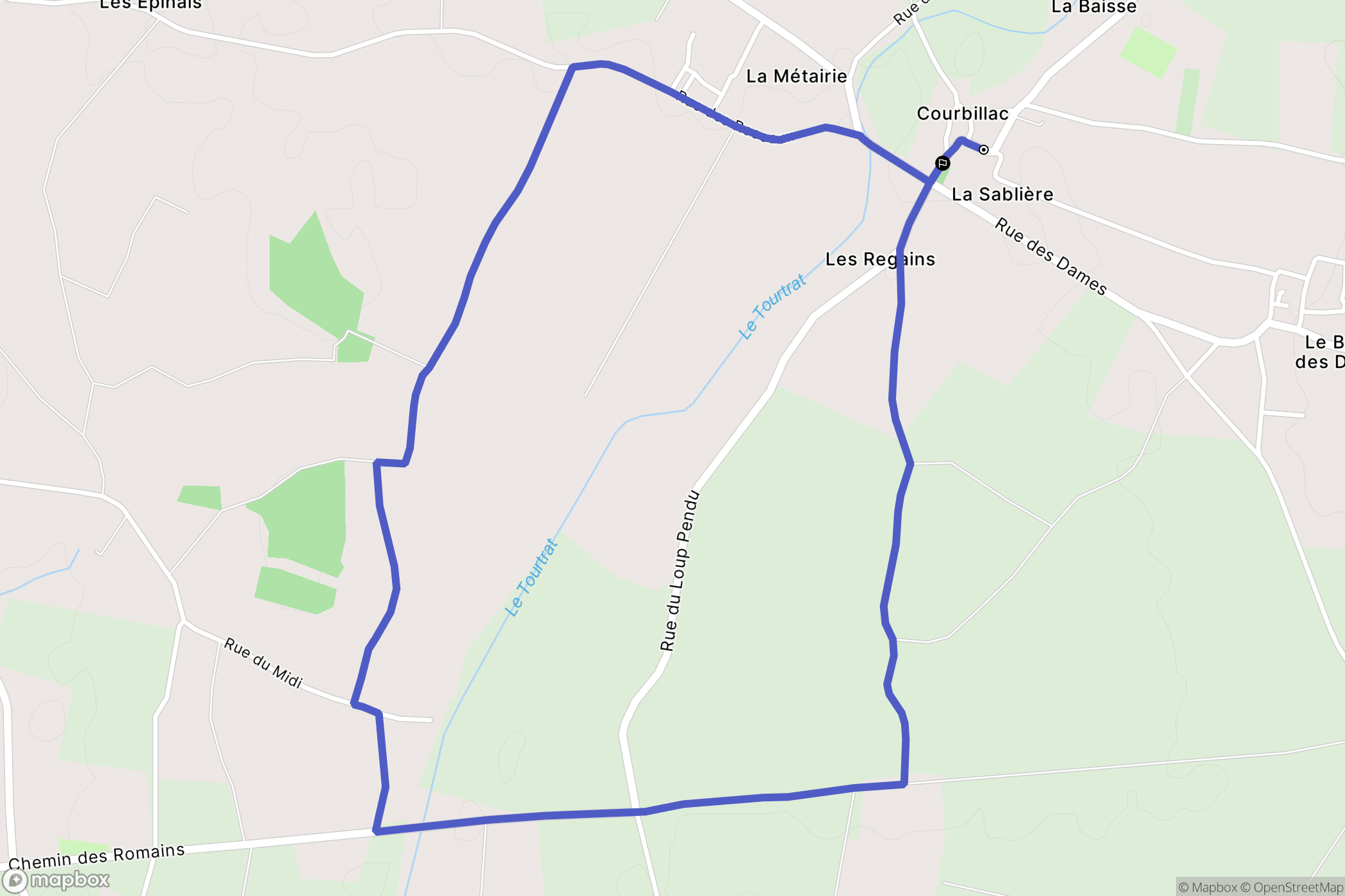Courbillac : carte du parcours de randonnée - France