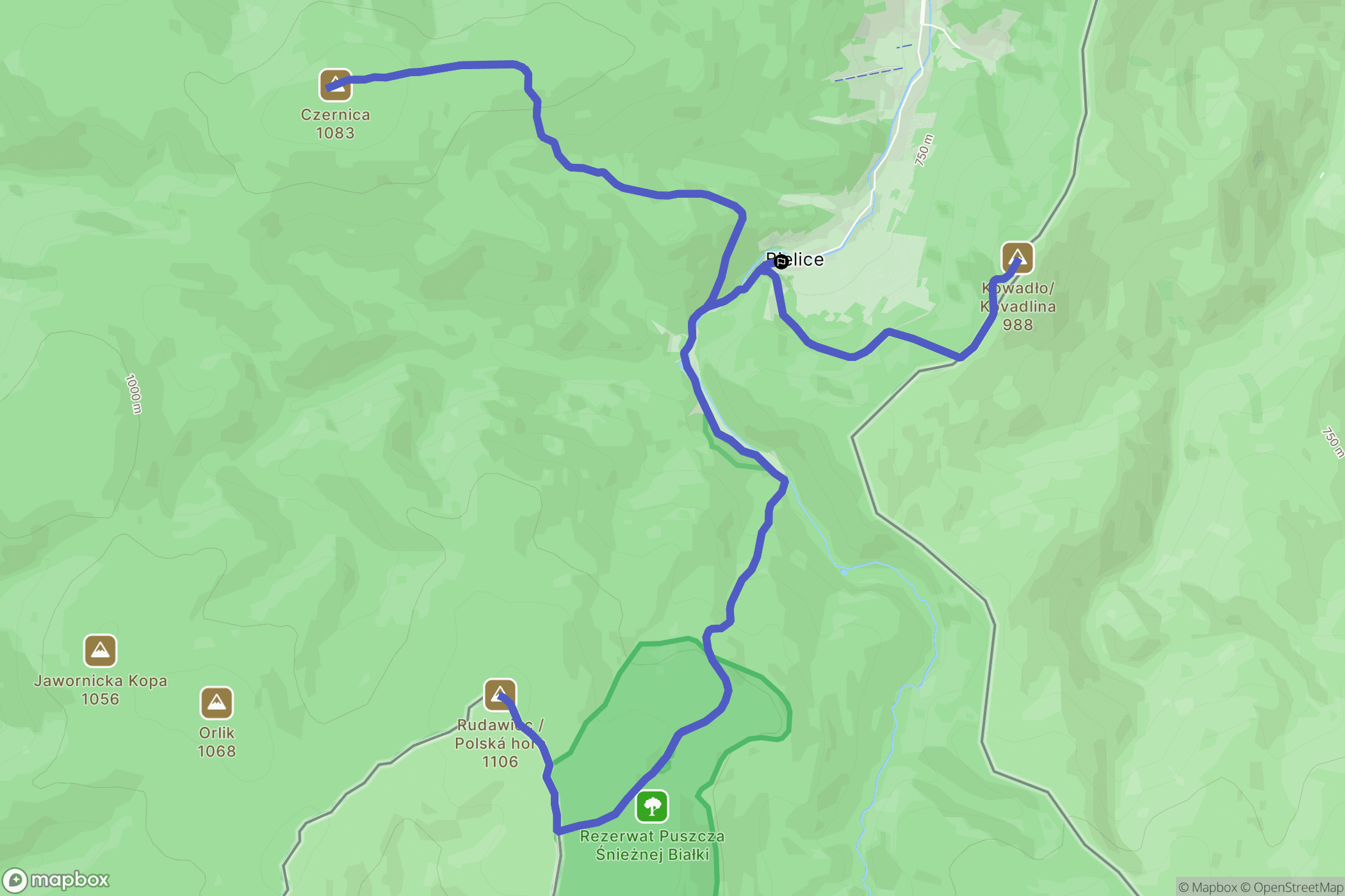 Bielice: mapa trasy - Poland