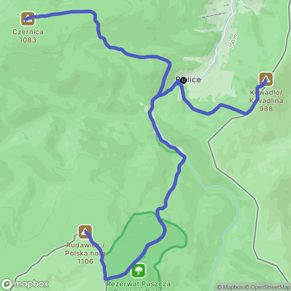 Bielice: mapa trasy - Poland
