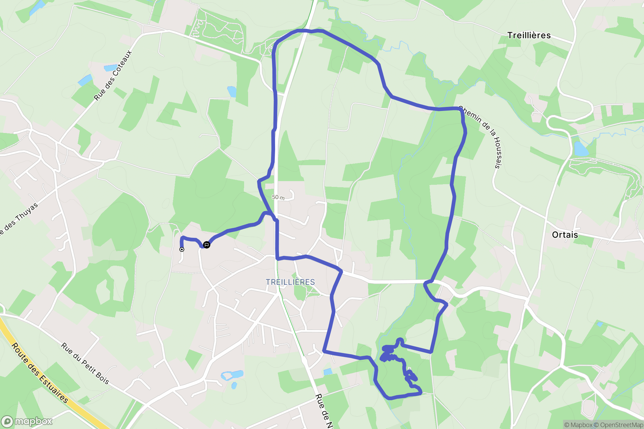 Treillières : carte du parcours de randonnée - France