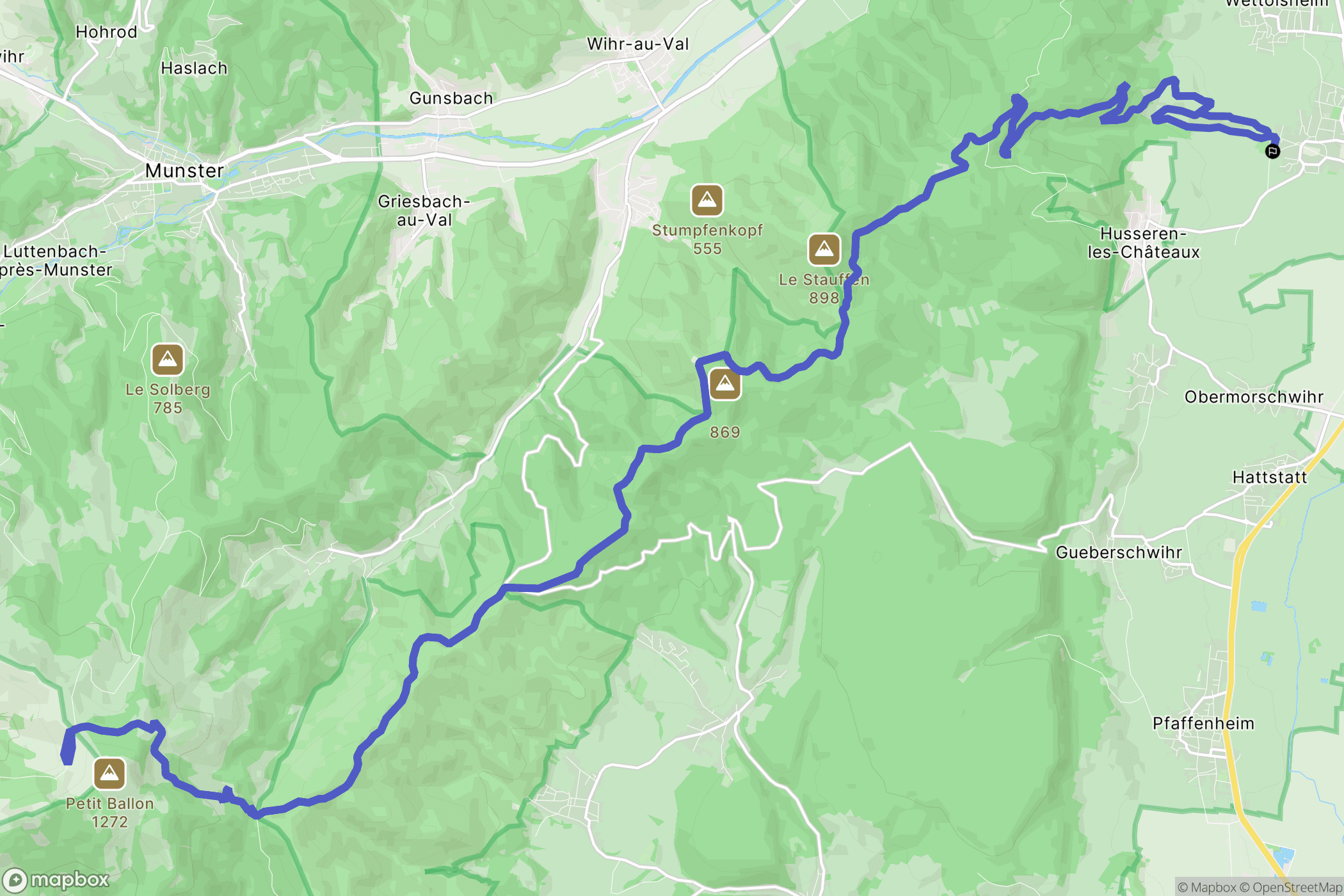 Eguisheim : carte du parcours de randonnée - France