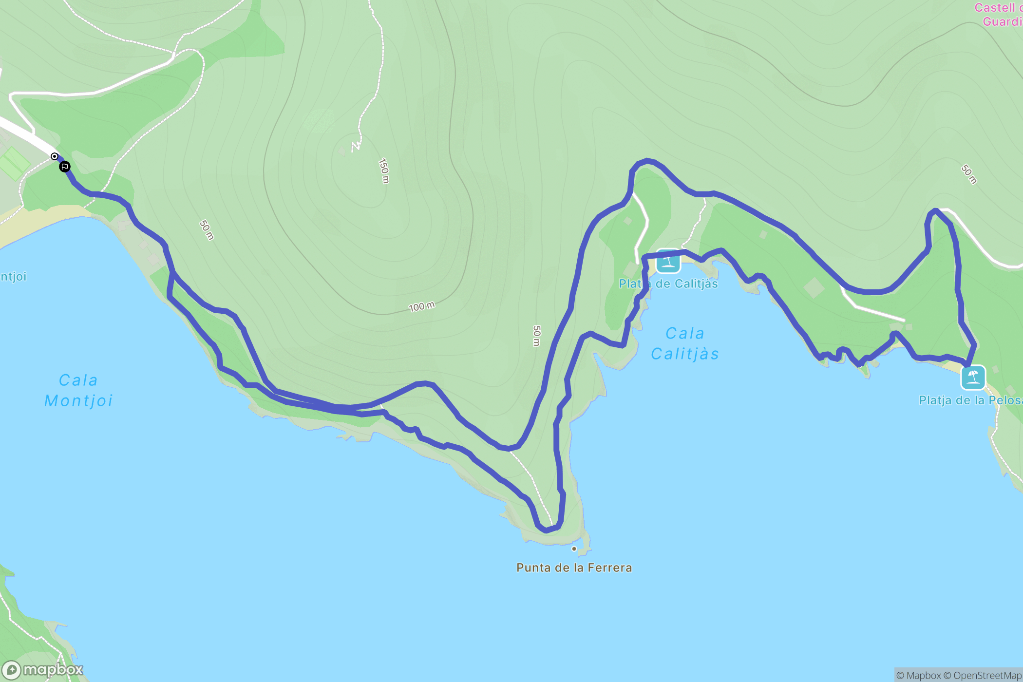 Roses : carte du parcours de randonnée - Spain