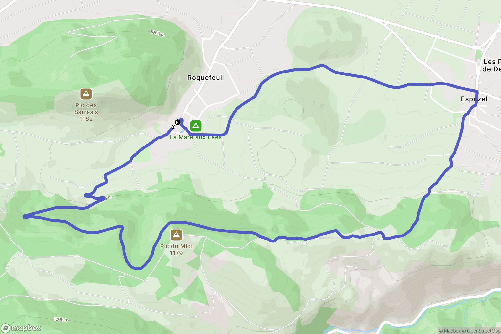 Roquefeuil : carte du parcours de randonnée - France