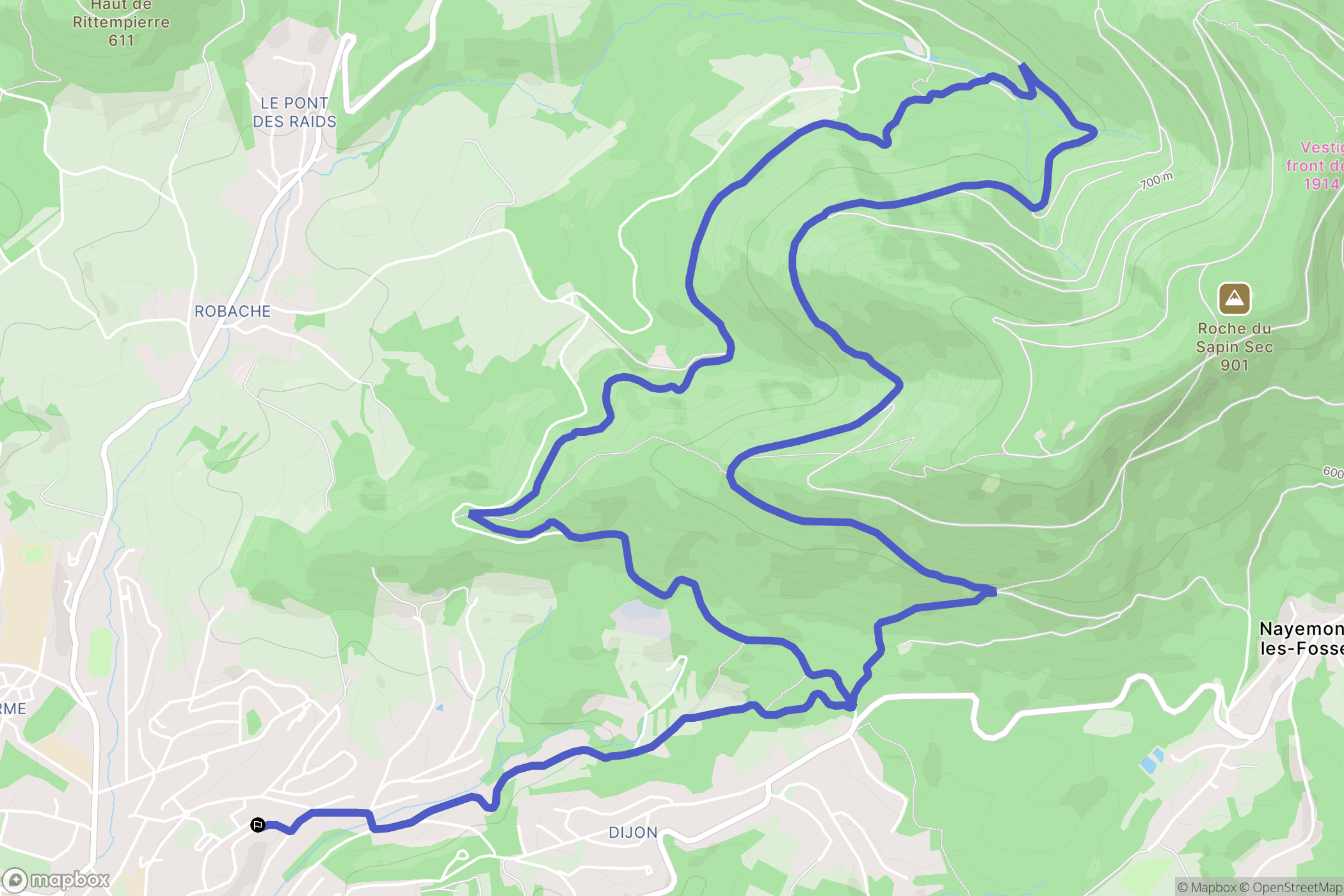 Saint-Dié-des-Vosges : carte du parcours de randonnée - France