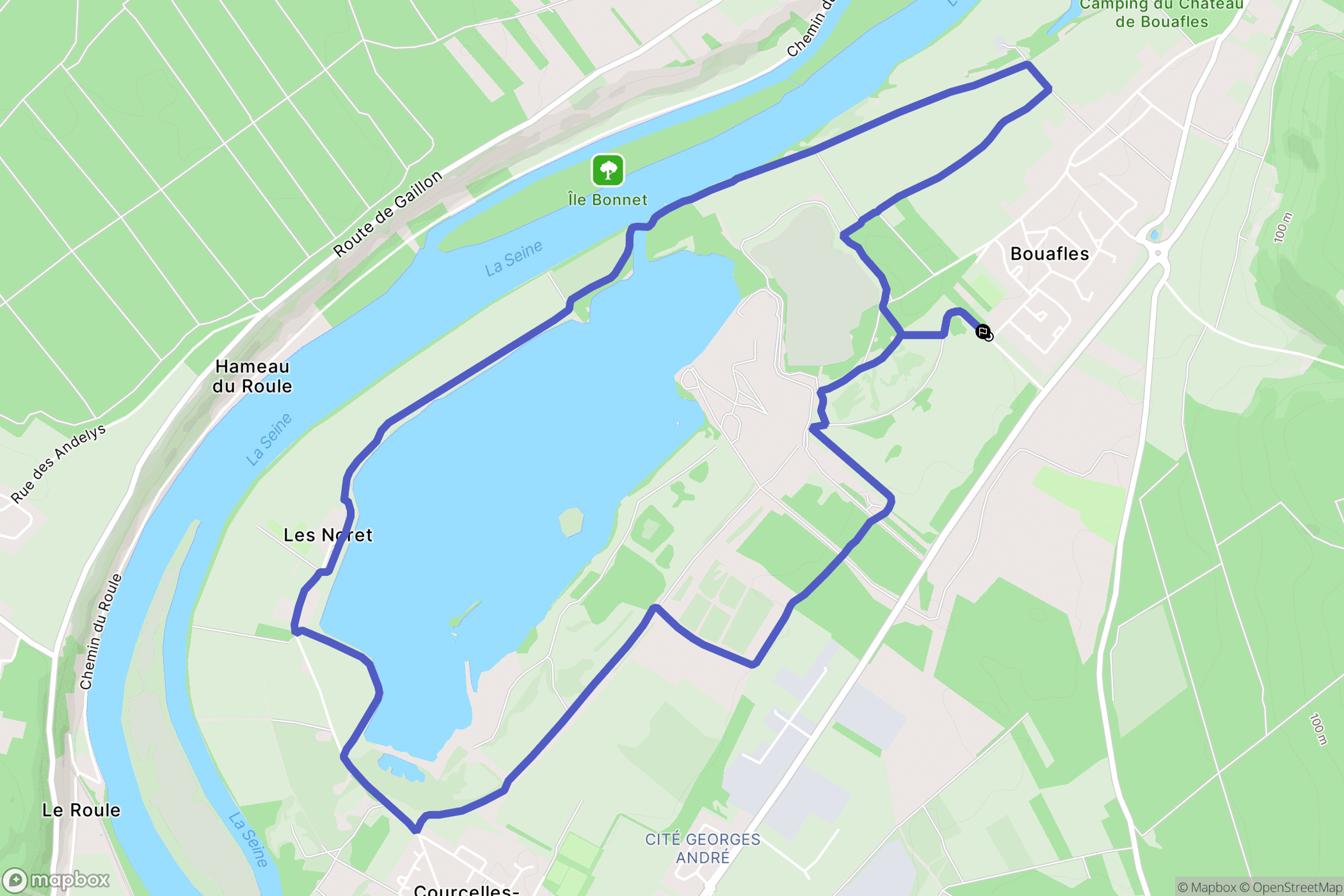 Bouafles : carte du parcours de randonnée - France
