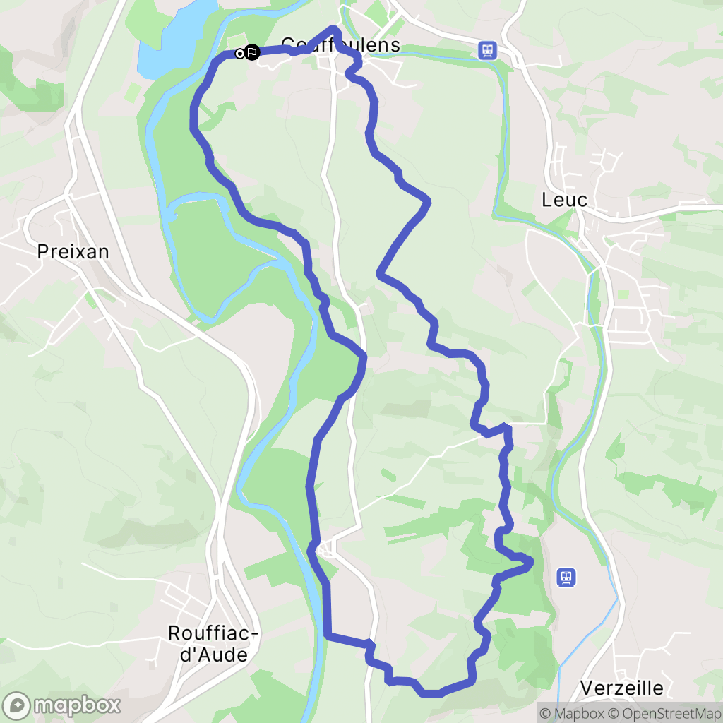 Couffoulens : carte du parcours de randonnée - France