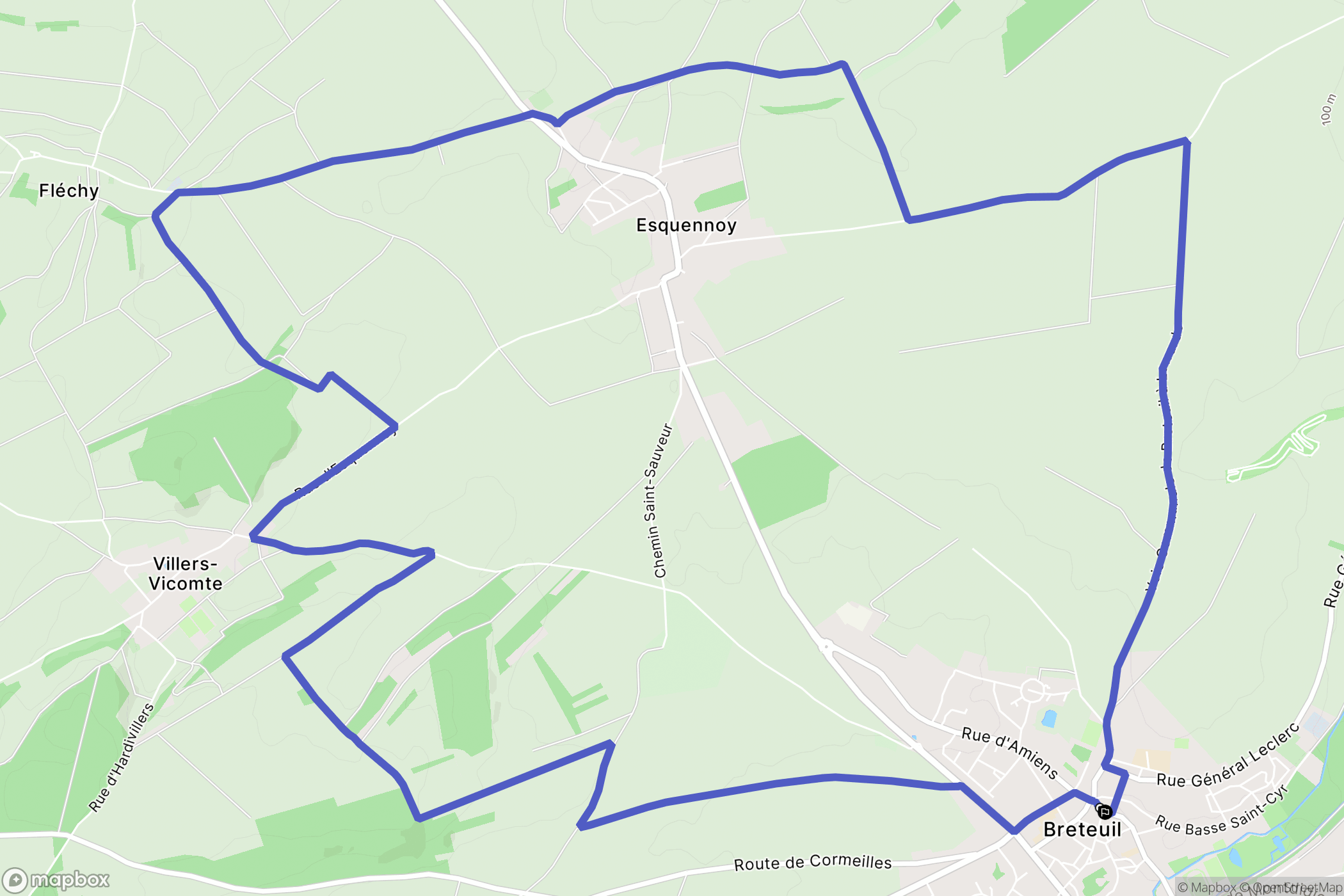 Breteuil : carte du parcours de randonnée - France