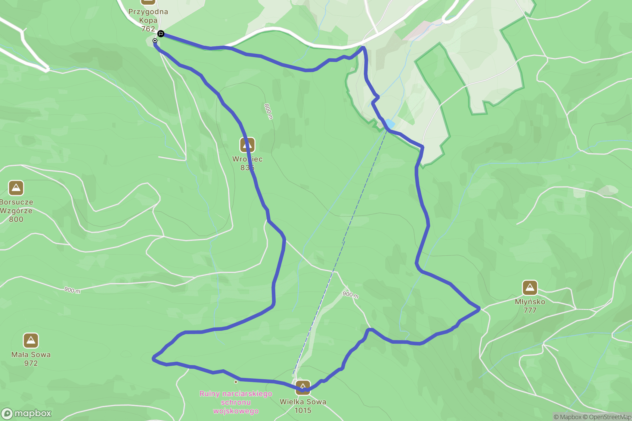 Modlęcin: mapa trasy - Poland
