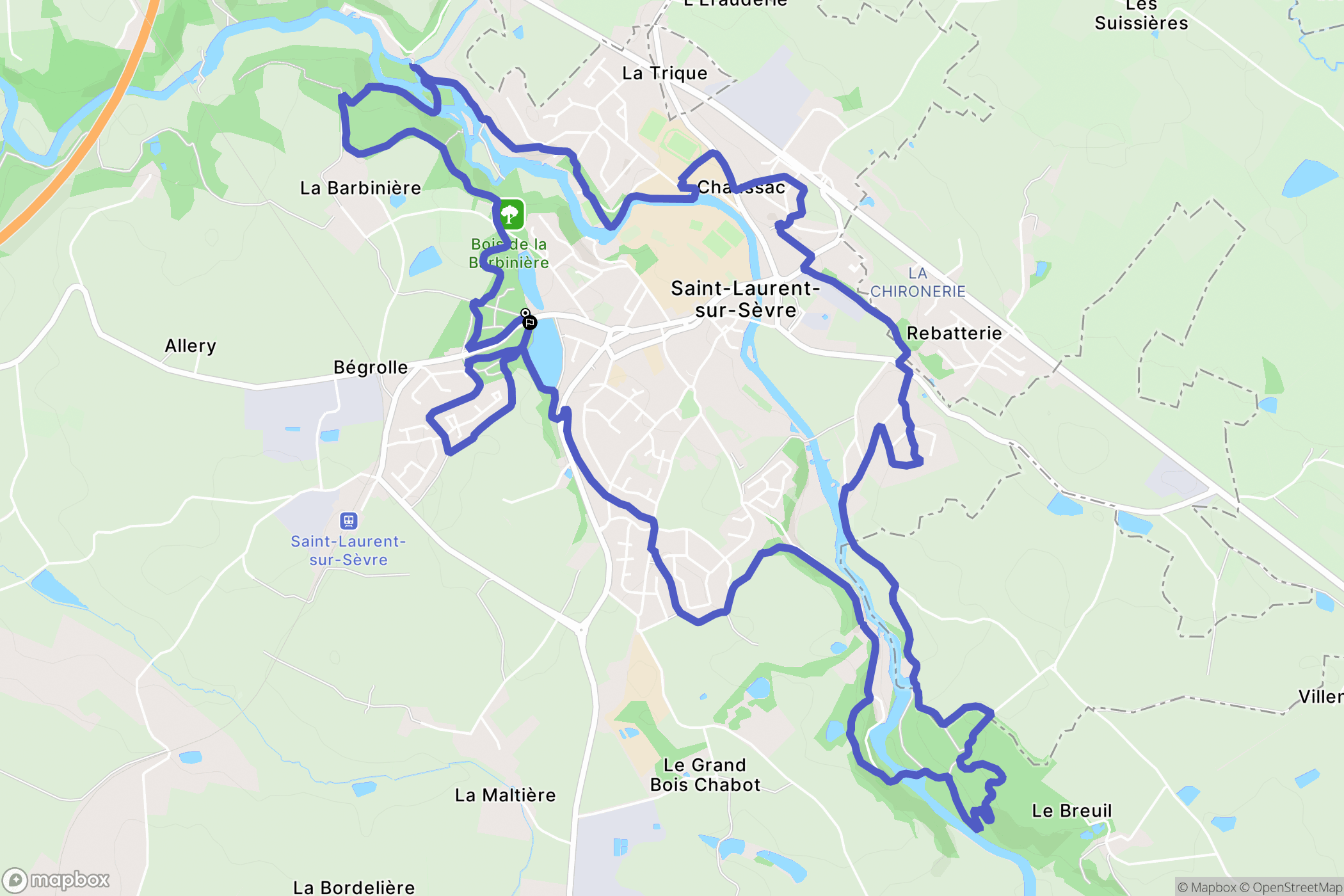Saint-Laurent-sur-Sèvre : carte du parcours de randonnée - France