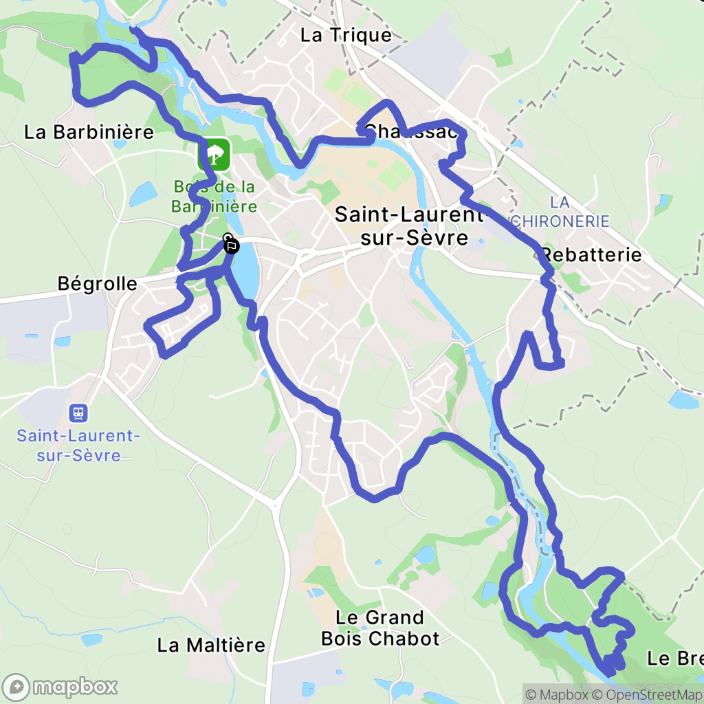 Saint-Laurent-sur-Sèvre : carte du parcours de randonnée - France