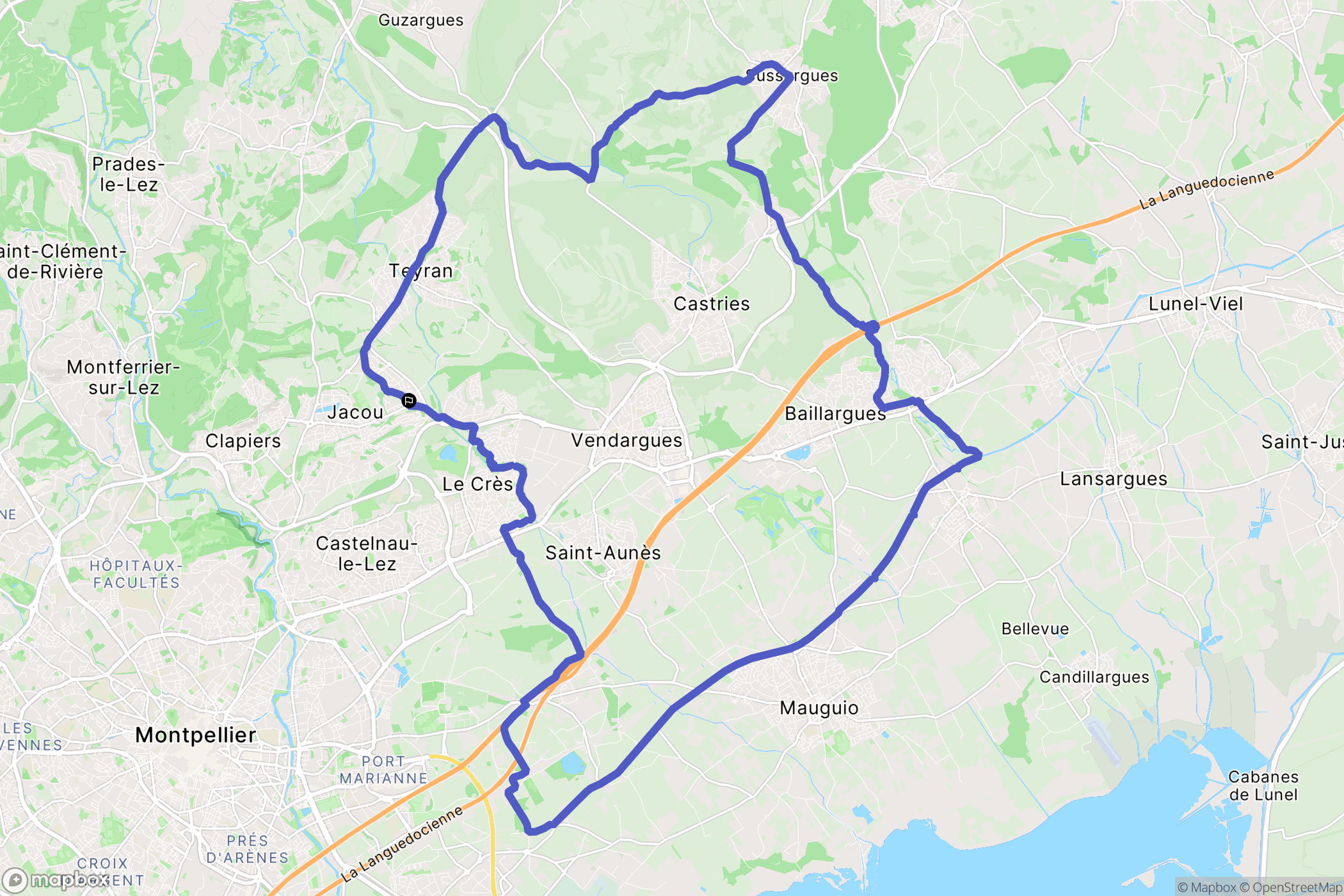 Jacou : carte du parcours de randonnée - France