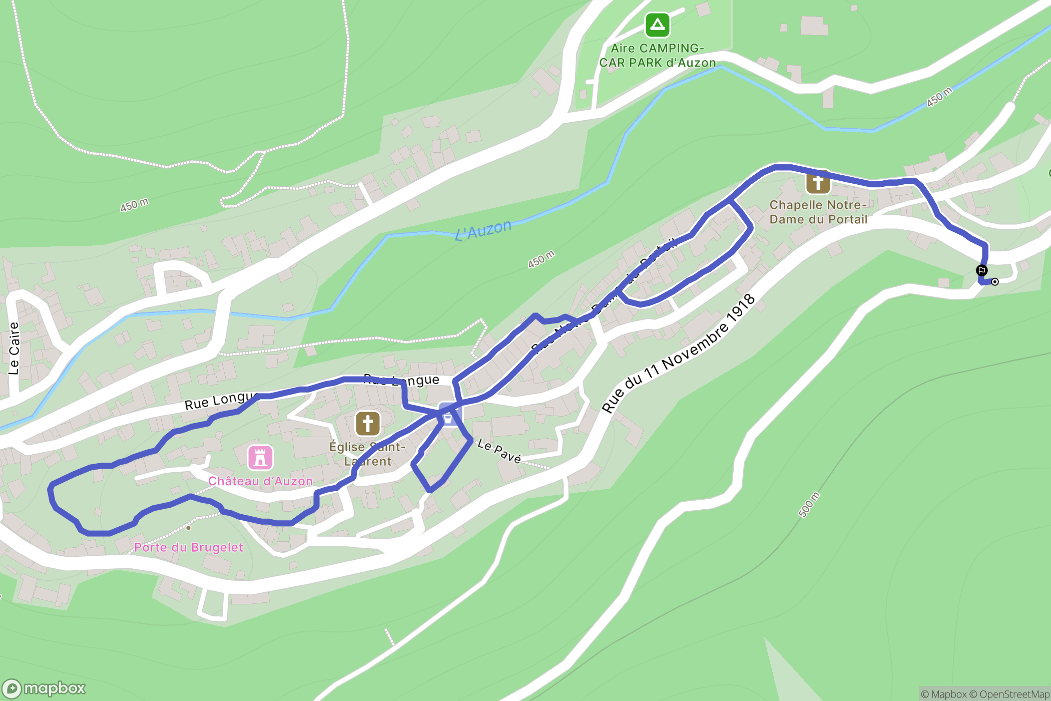 Auzon : carte du parcours de randonnée - France