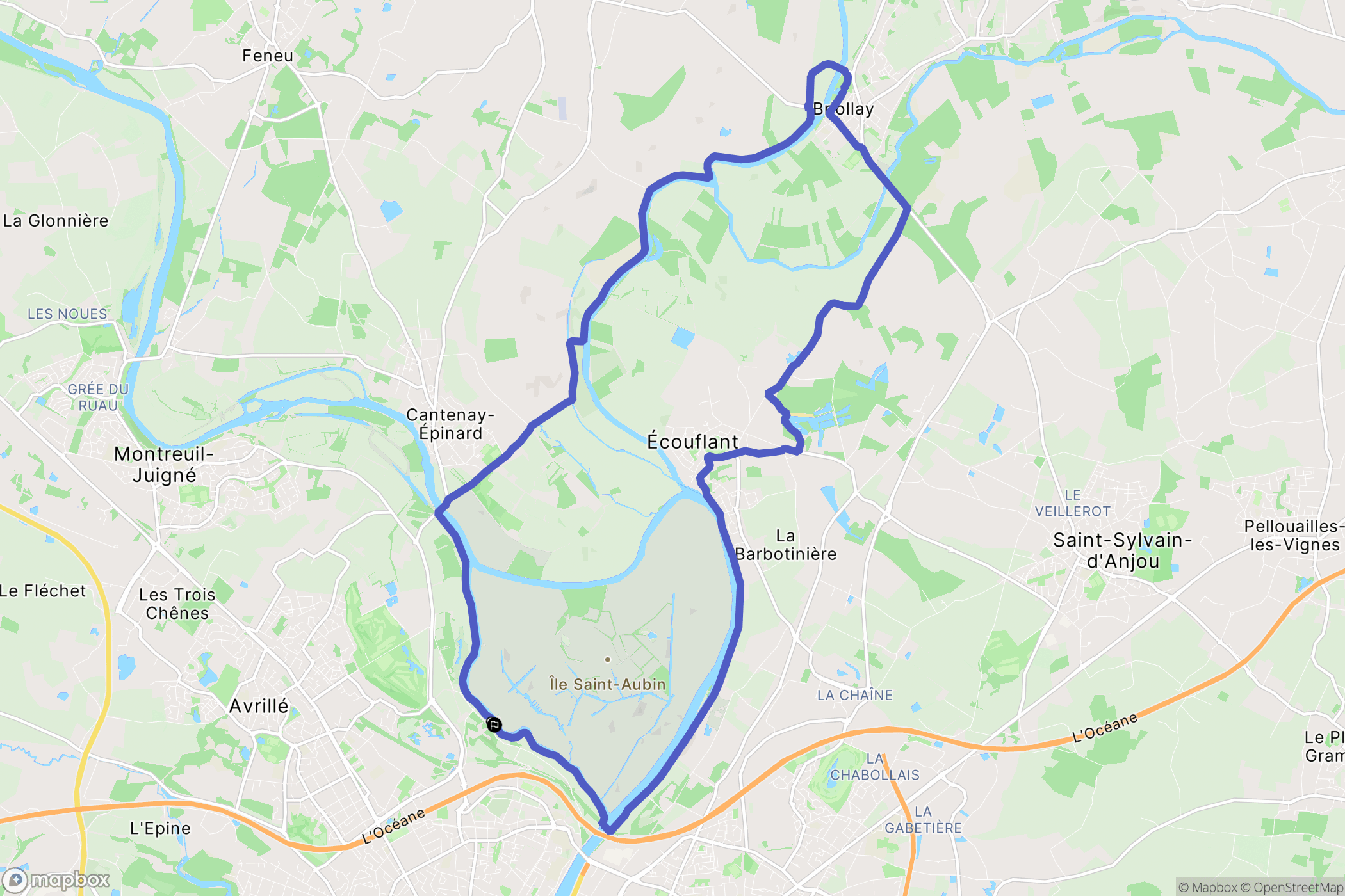 Angers : carte du parcours de randonnée - France