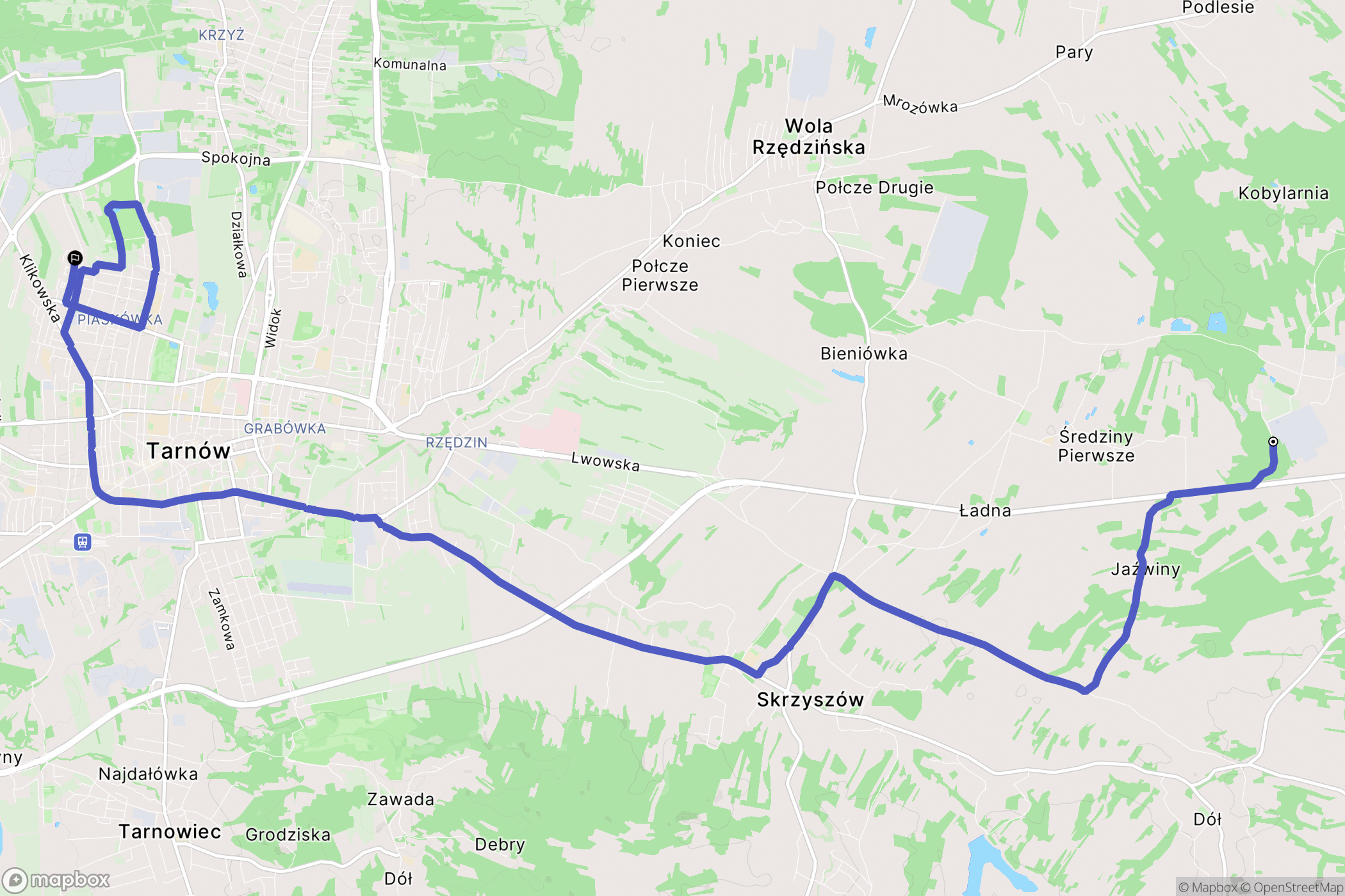 Pogórska Wola: mapa trasy - Poland