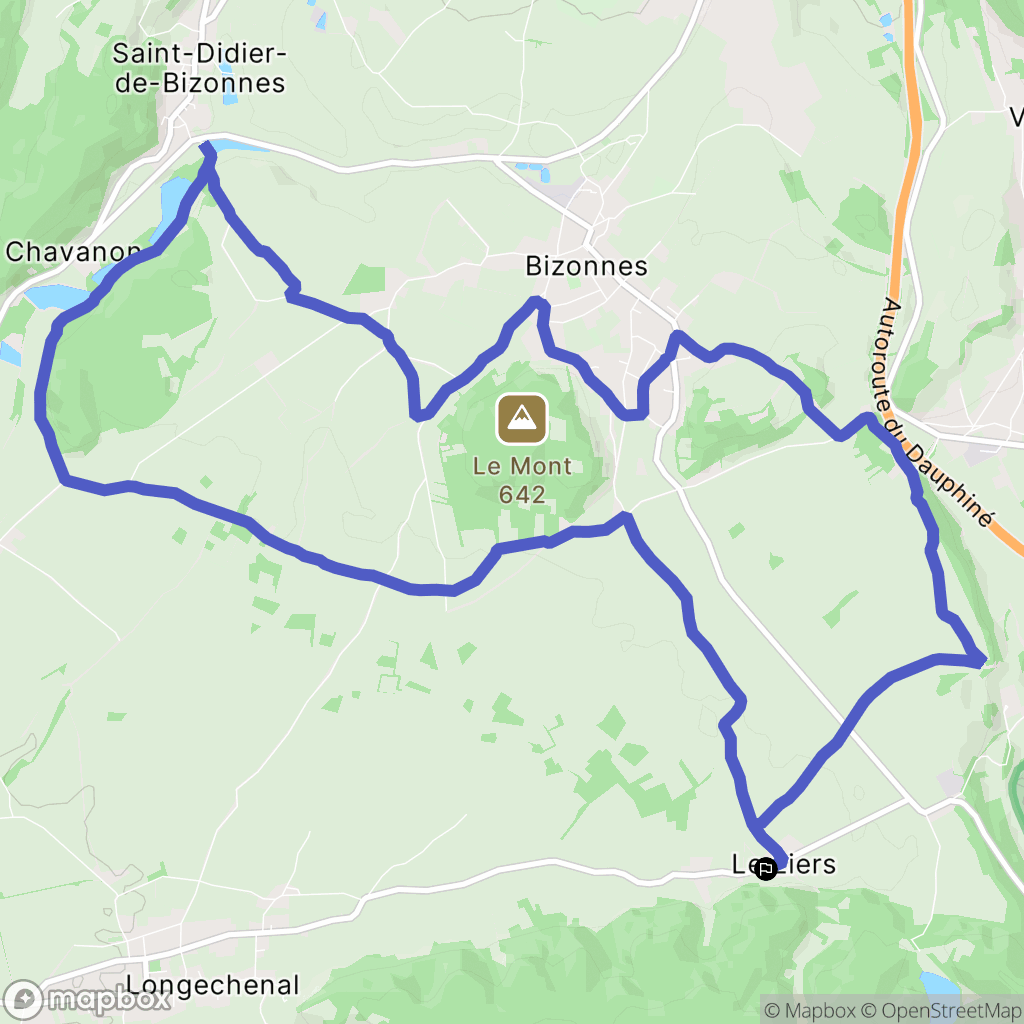 Châbons : carte du parcours de randonnée - France