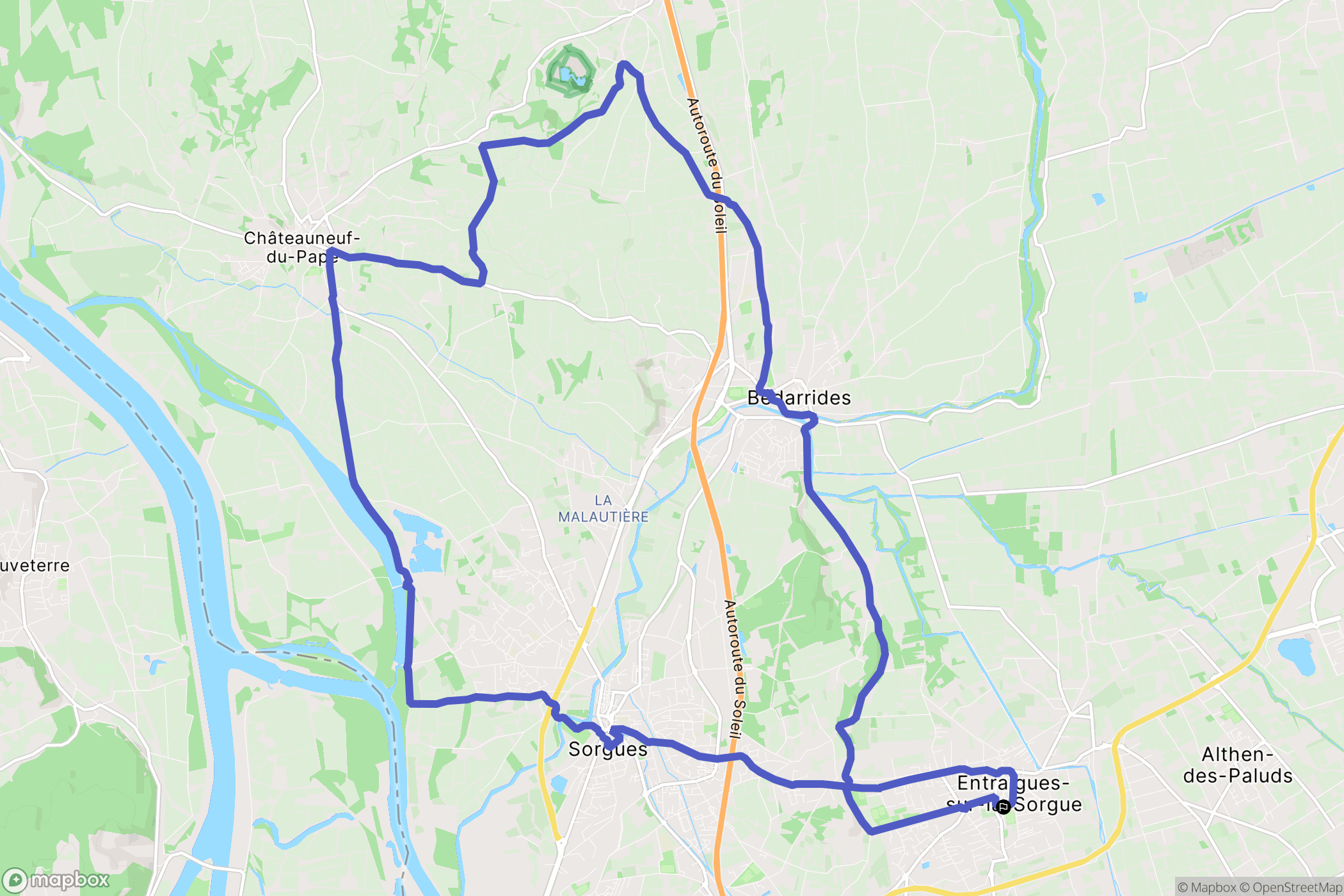 Entraigues-sur-la-Sorgue : carte du parcours de randonnée - France